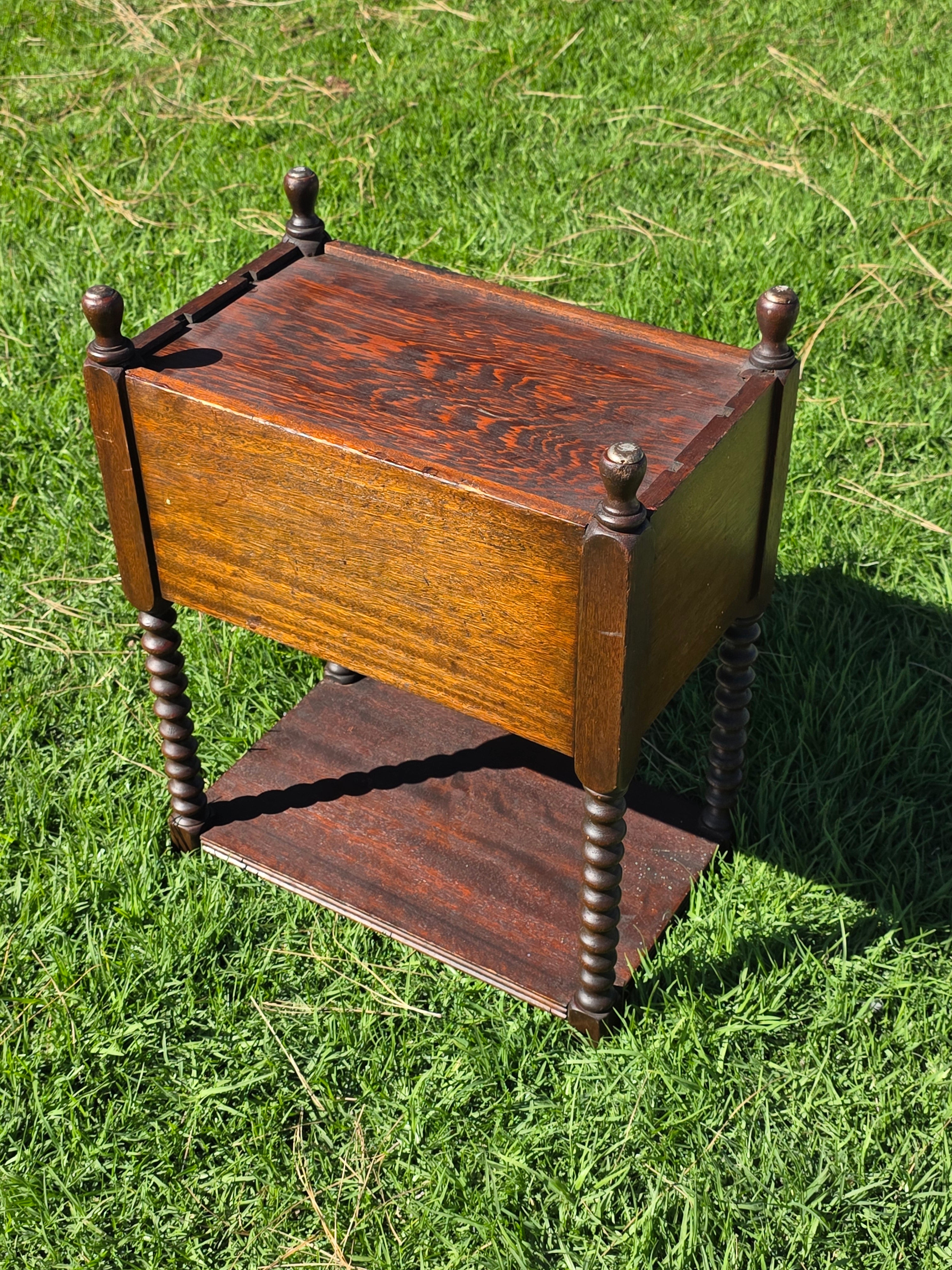 Vintage English Victorian Style Bobbin Leg Magazine Rack Side Table Canterbury