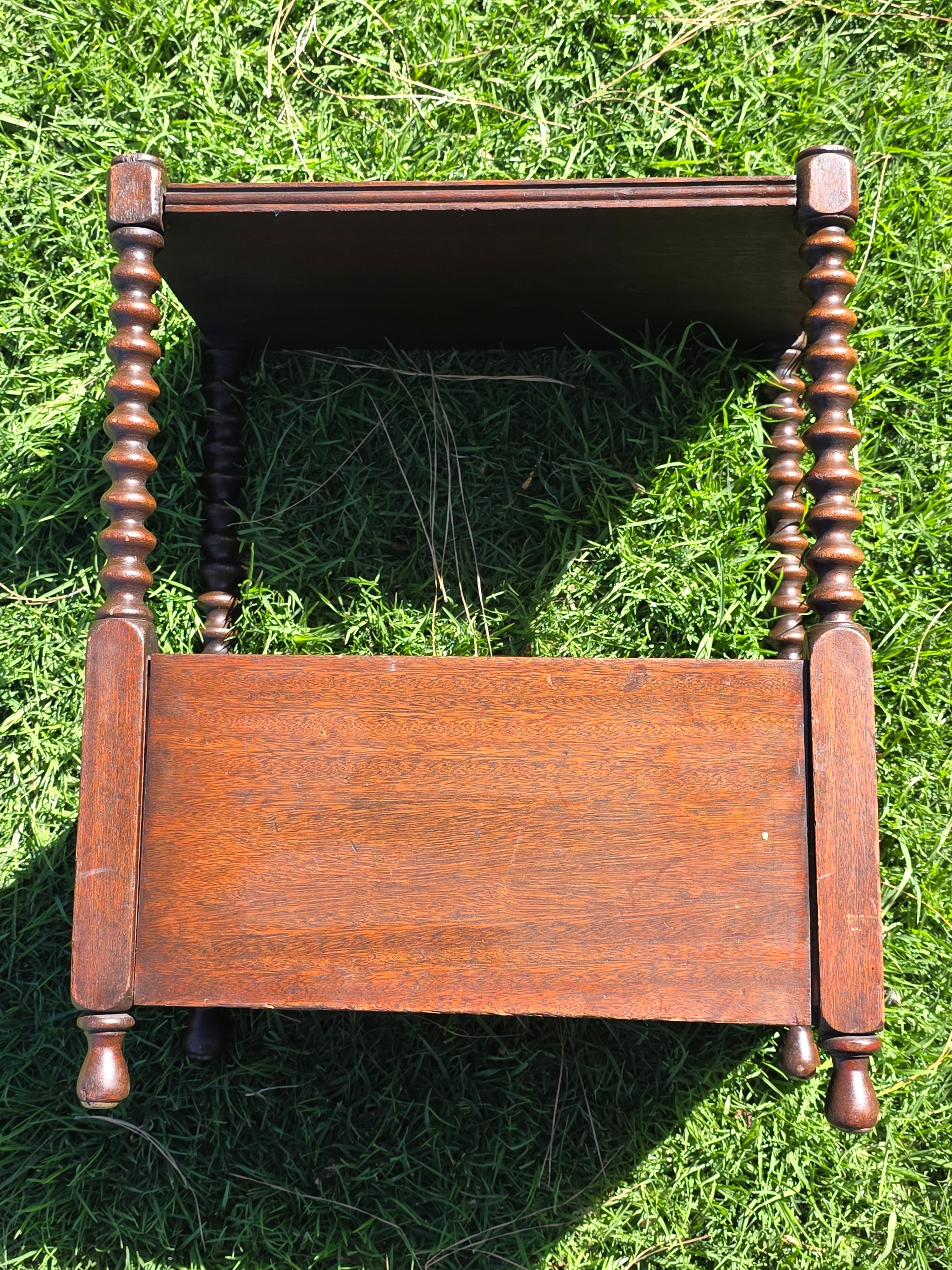 Vintage English Victorian Style Bobbin Leg Magazine Rack Side Table Canterbury