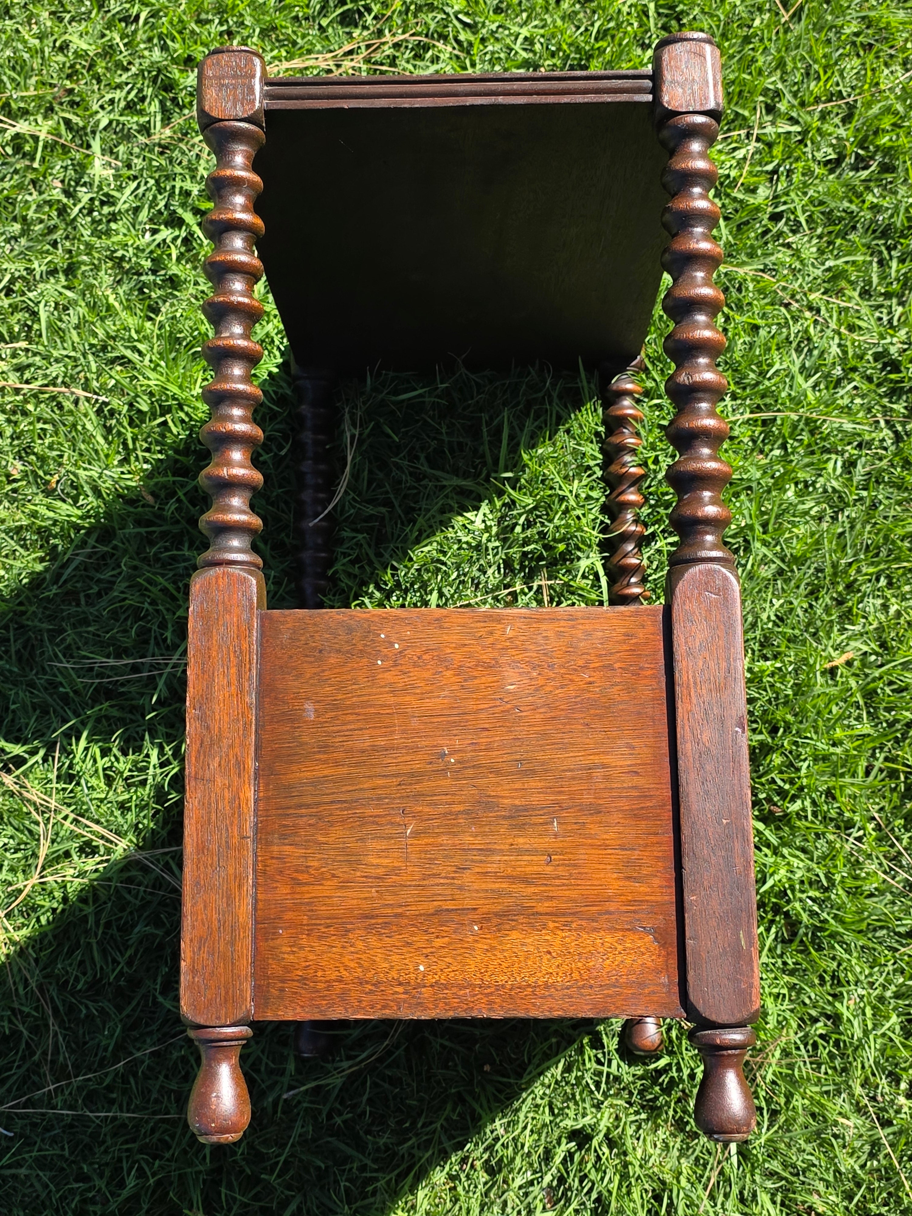 Vintage English Victorian Style Bobbin Leg Magazine Rack Side Table Canterbury