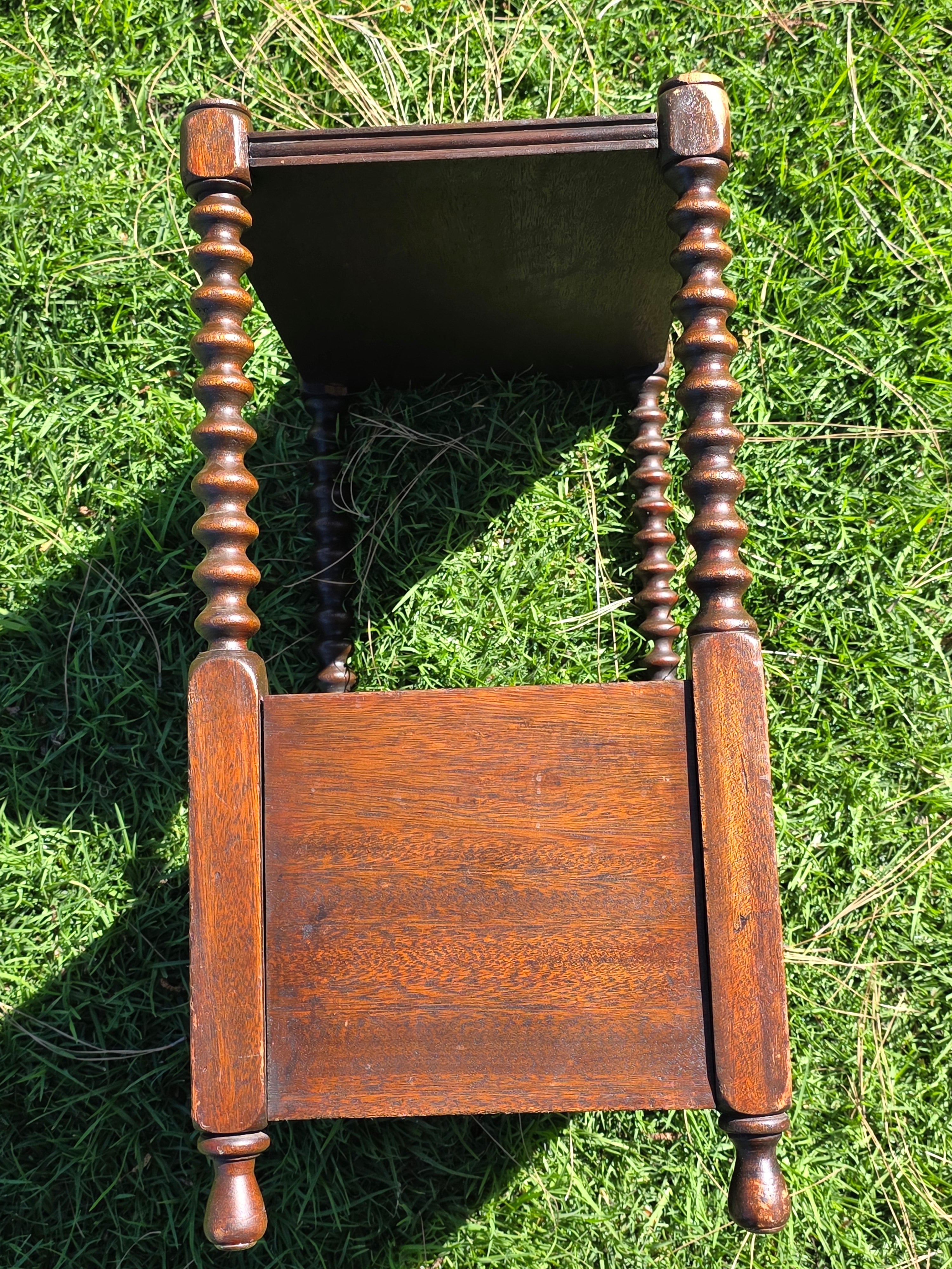 Vintage English Victorian Style Bobbin Leg Magazine Rack Side Table Canterbury