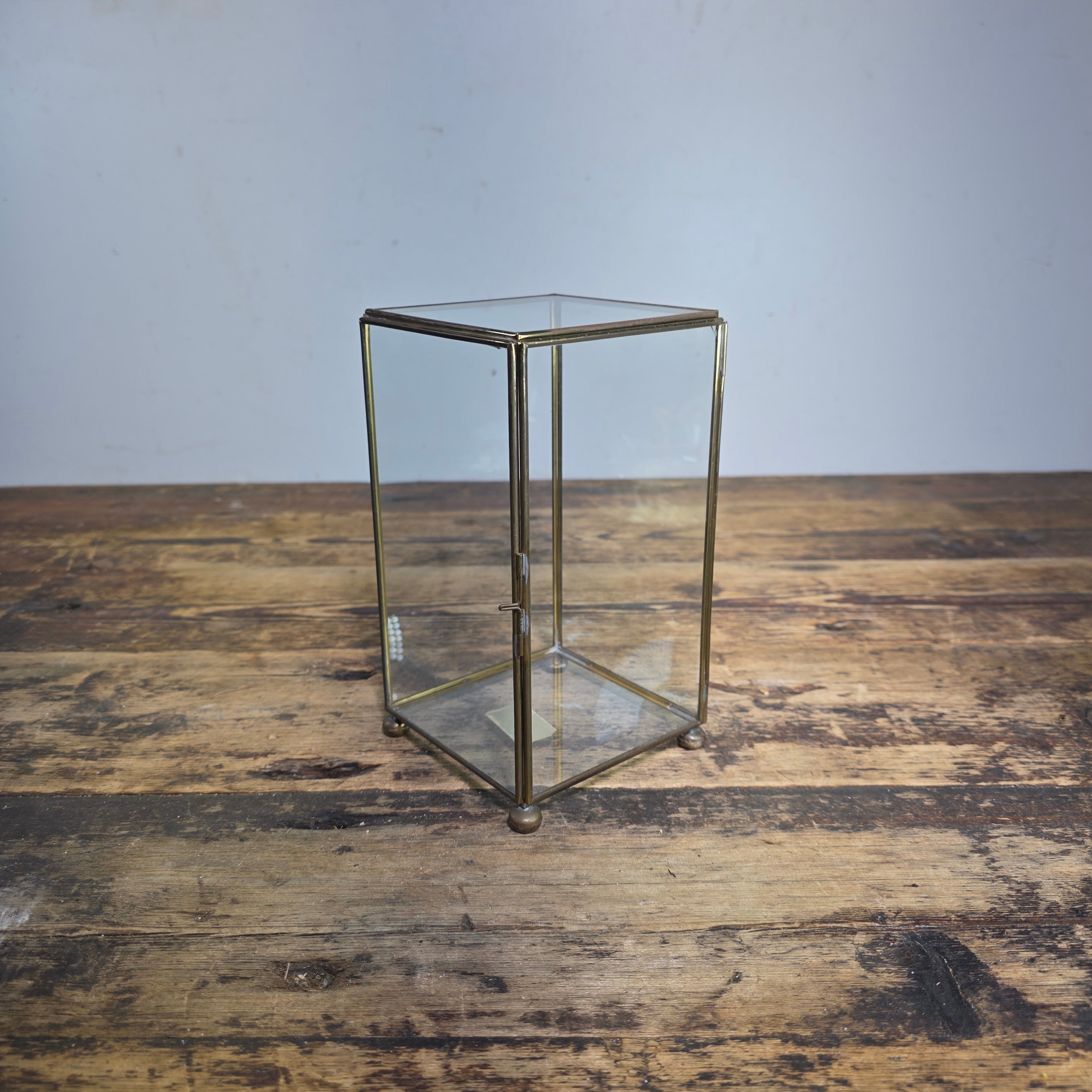 Vintage Marshall Field & Co Brass Glass Display Case Curio Box Terrarium AS-IS