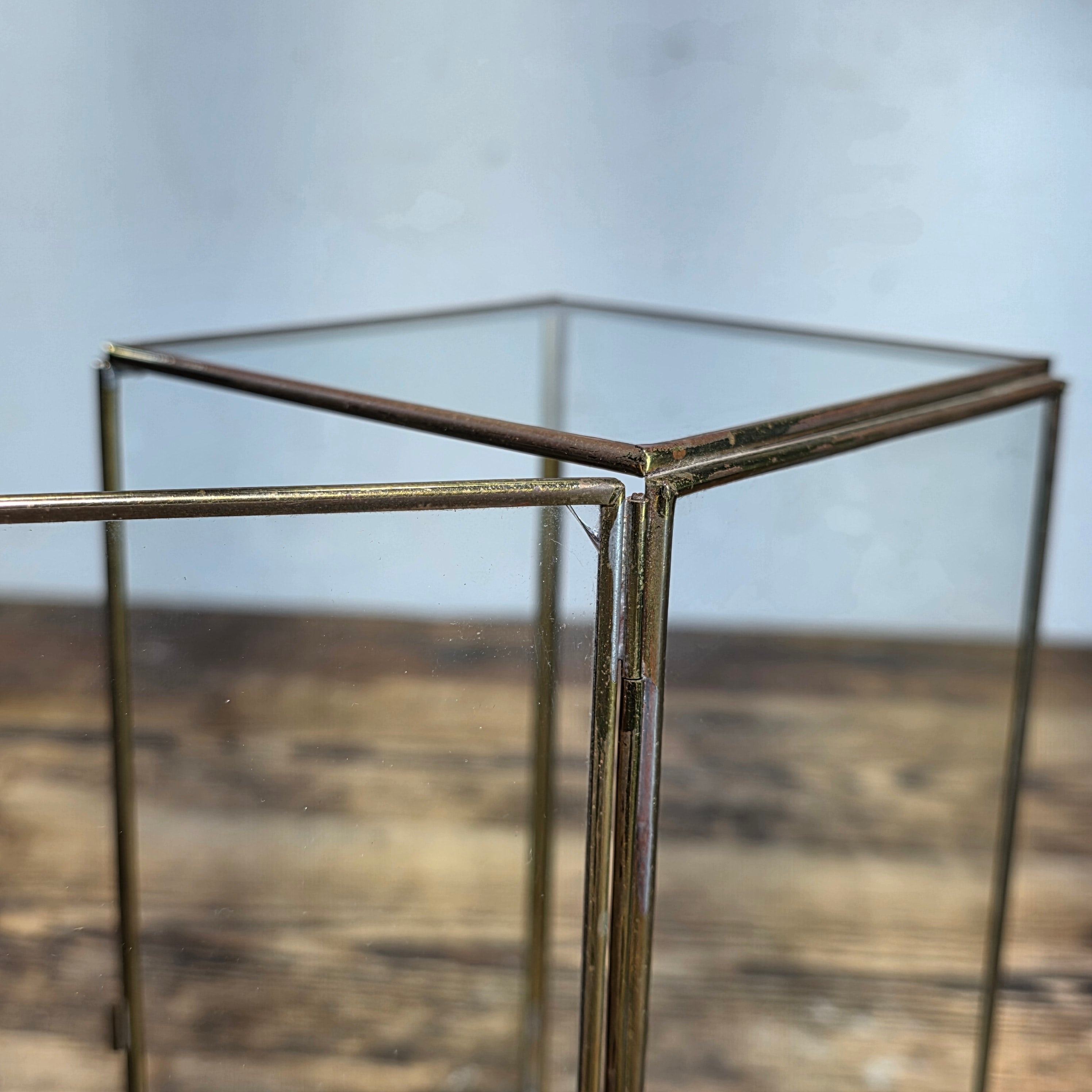 Vintage Marshall Field & Co Brass Glass Display Case Curio Box Terrarium AS-IS