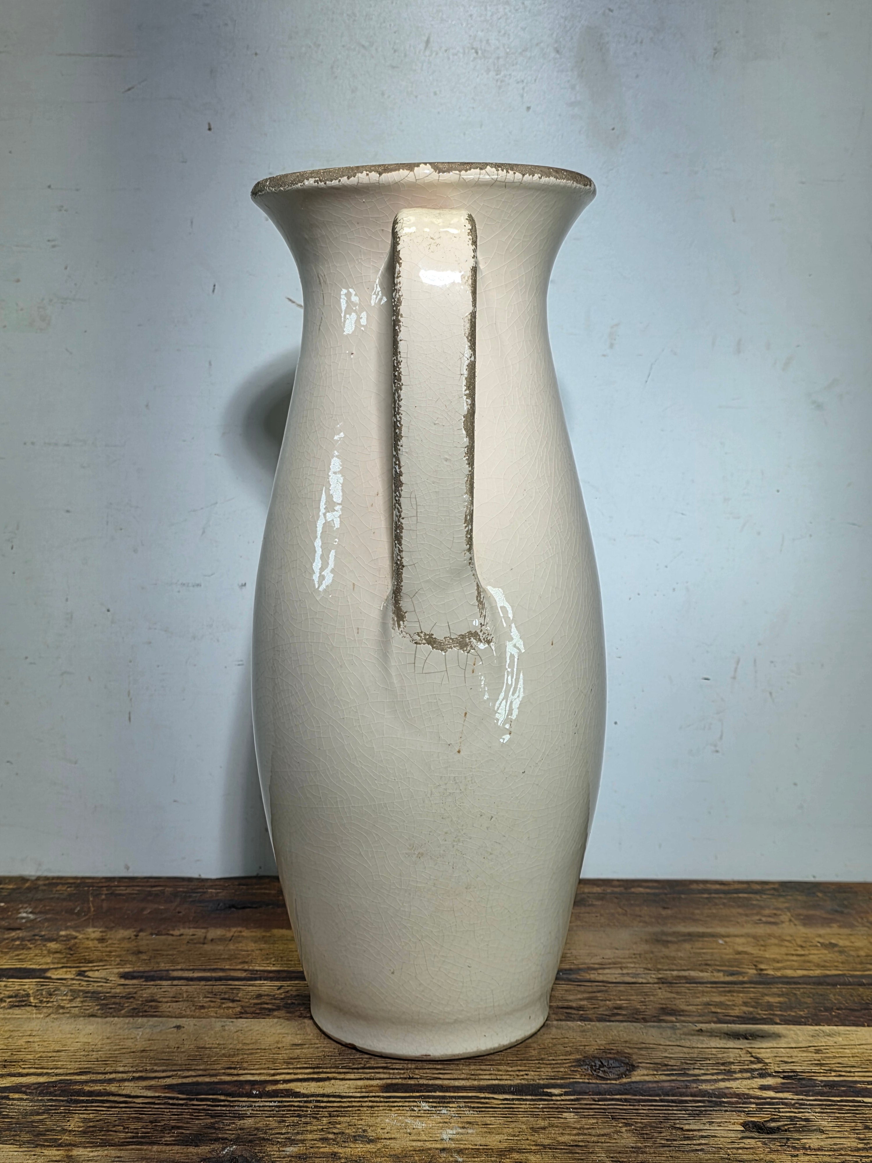 Vintage Norterra Portugal Large Terracotta Pitcher Jug Hand Made Vase 18" Rustic