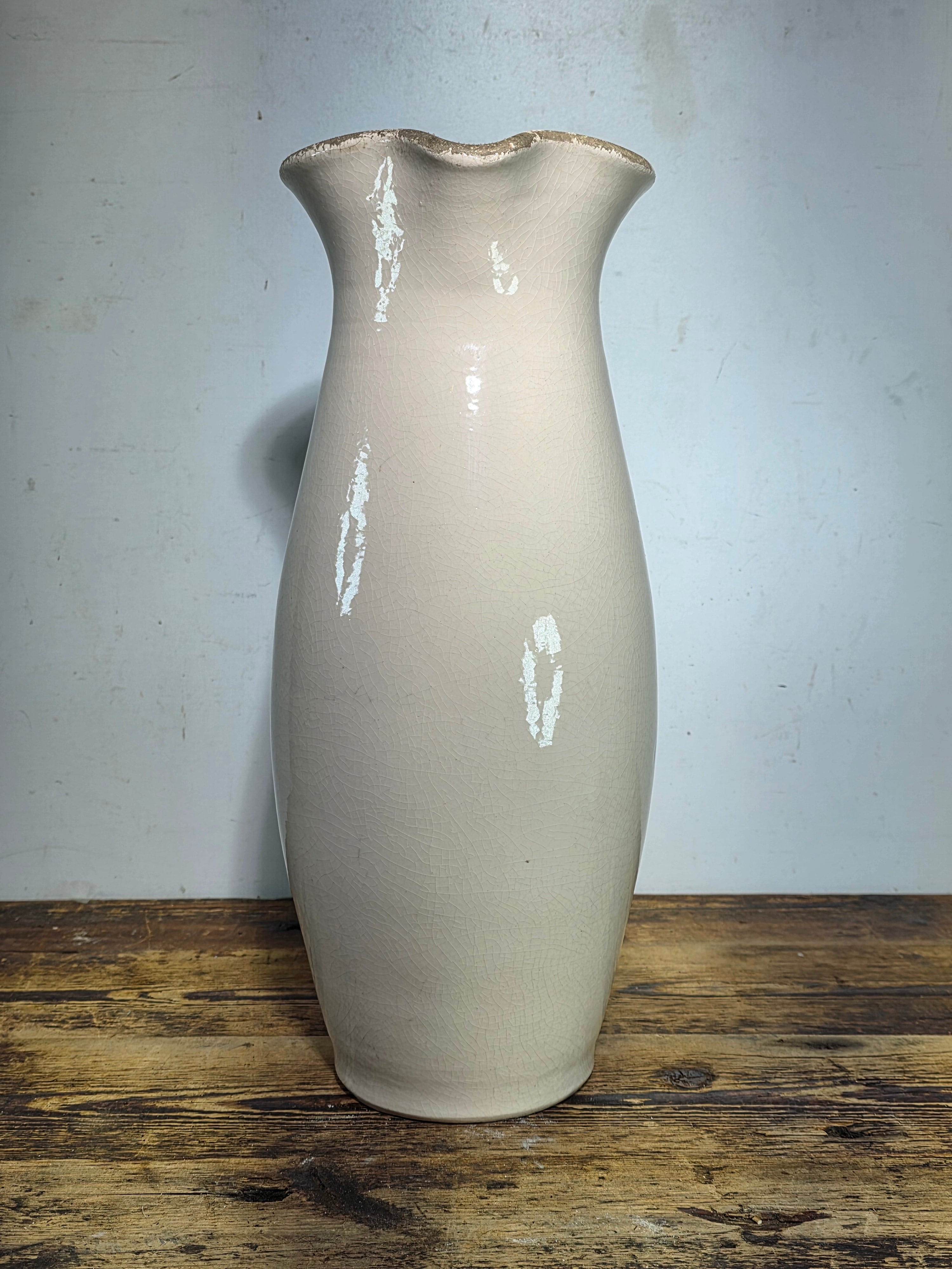 Vintage Norterra Portugal Large Terracotta Pitcher Jug Hand Made Vase 18" Rustic