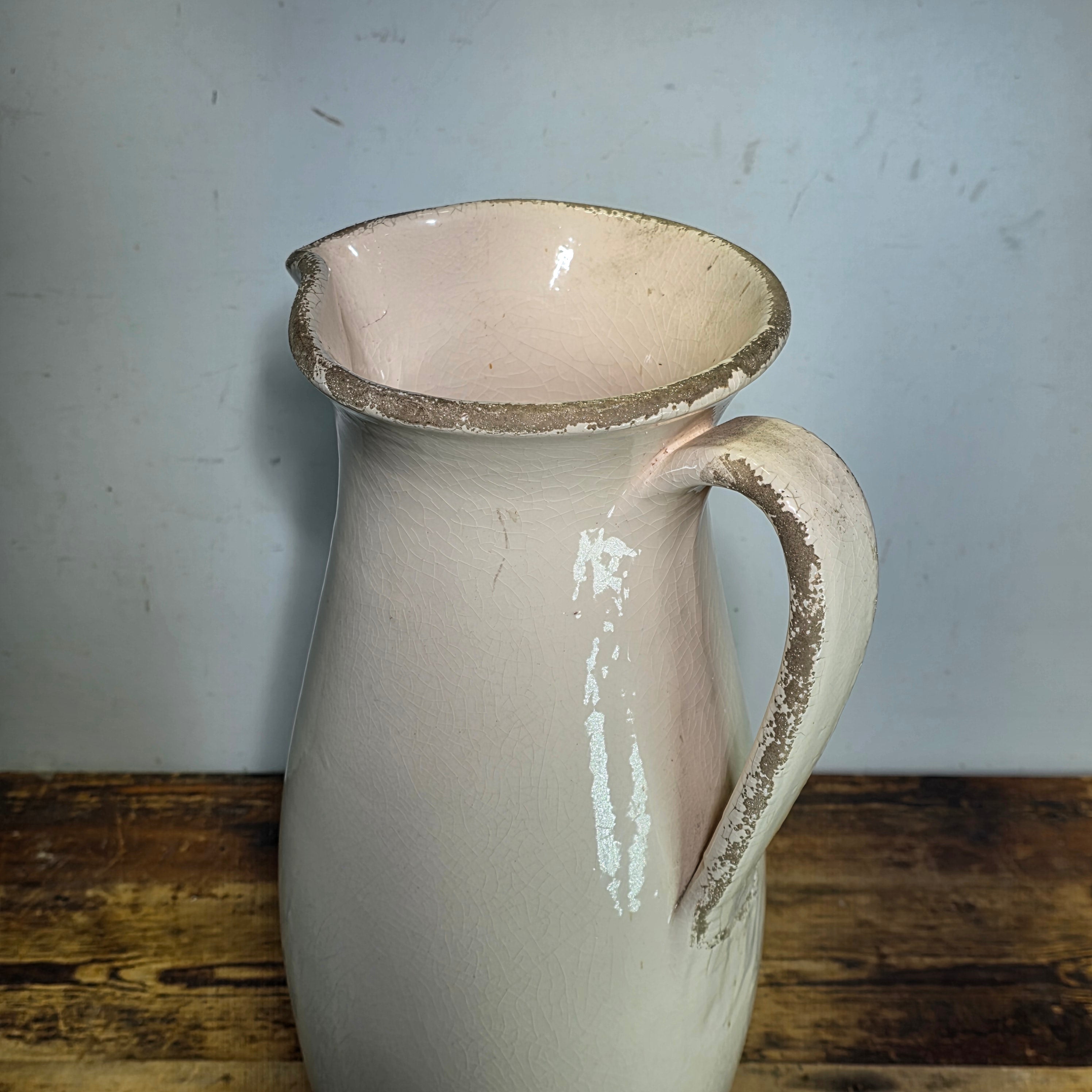 Vintage Norterra Portugal Large Terracotta Pitcher Jug Hand Made Vase 18" Rustic
