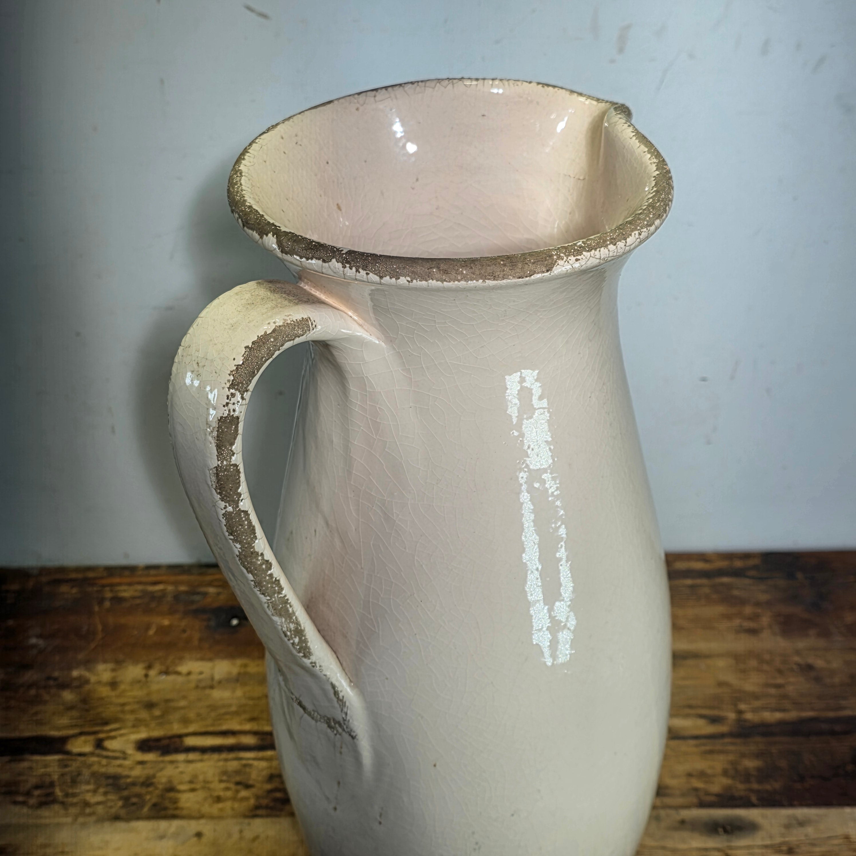 Vintage Norterra Portugal Large Terracotta Pitcher Jug Hand Made Vase 18" Rustic