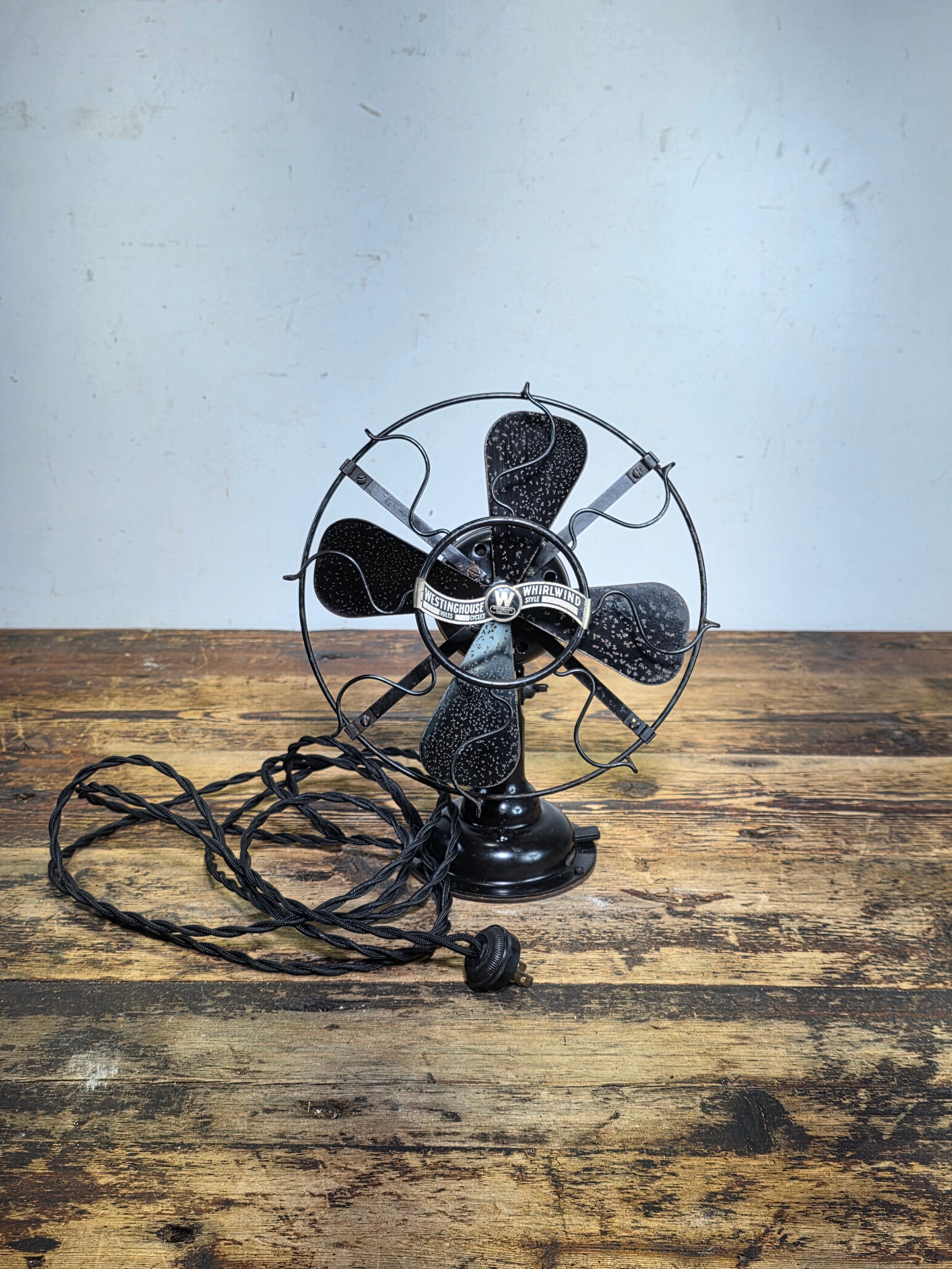 RARE Westinghouse 98926 B Whirlwind Fan Black S-Cage Antique 1910s 8" WORKS