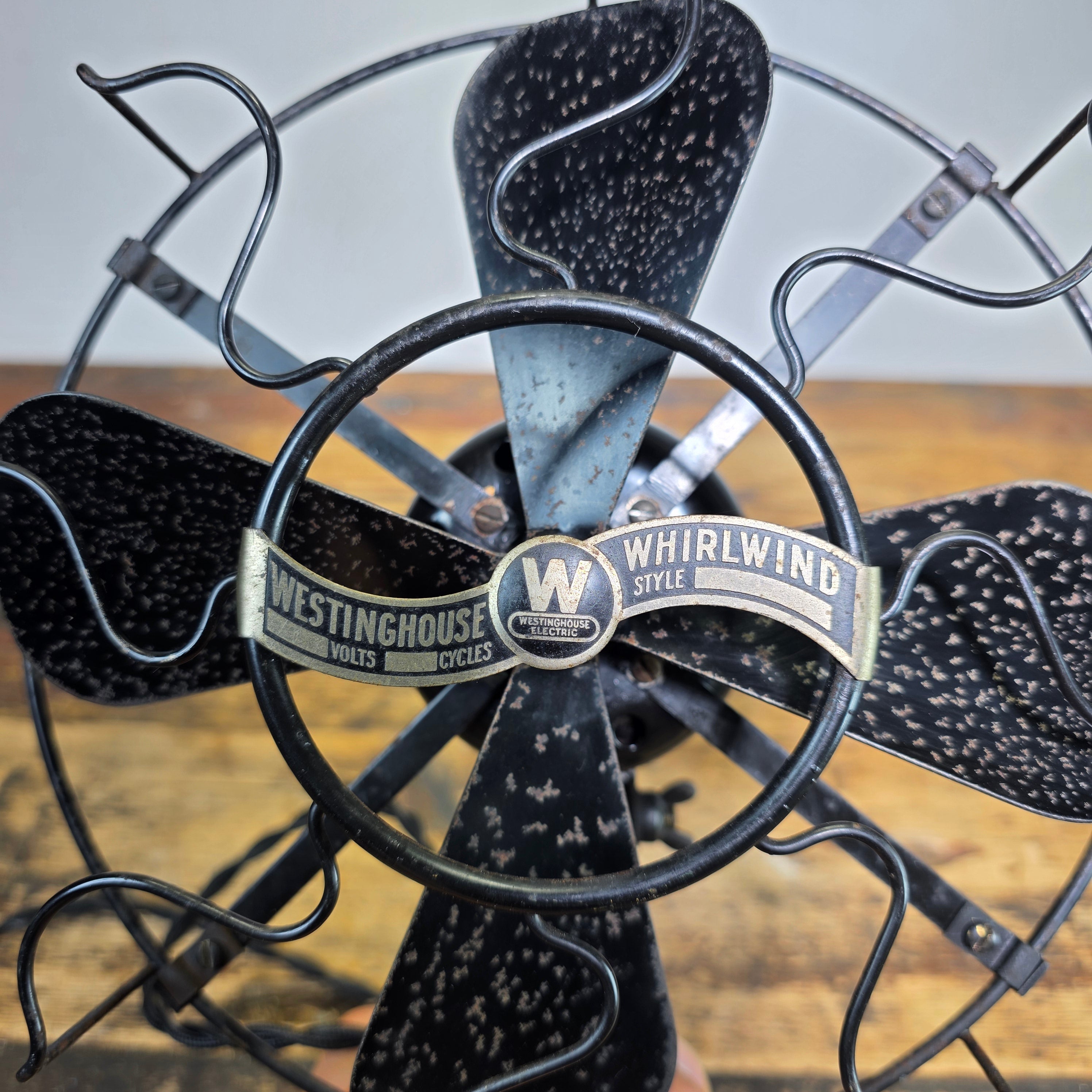 RARE Westinghouse 98926 B Whirlwind Fan Black S-Cage Antique 1910s 8" WORKS