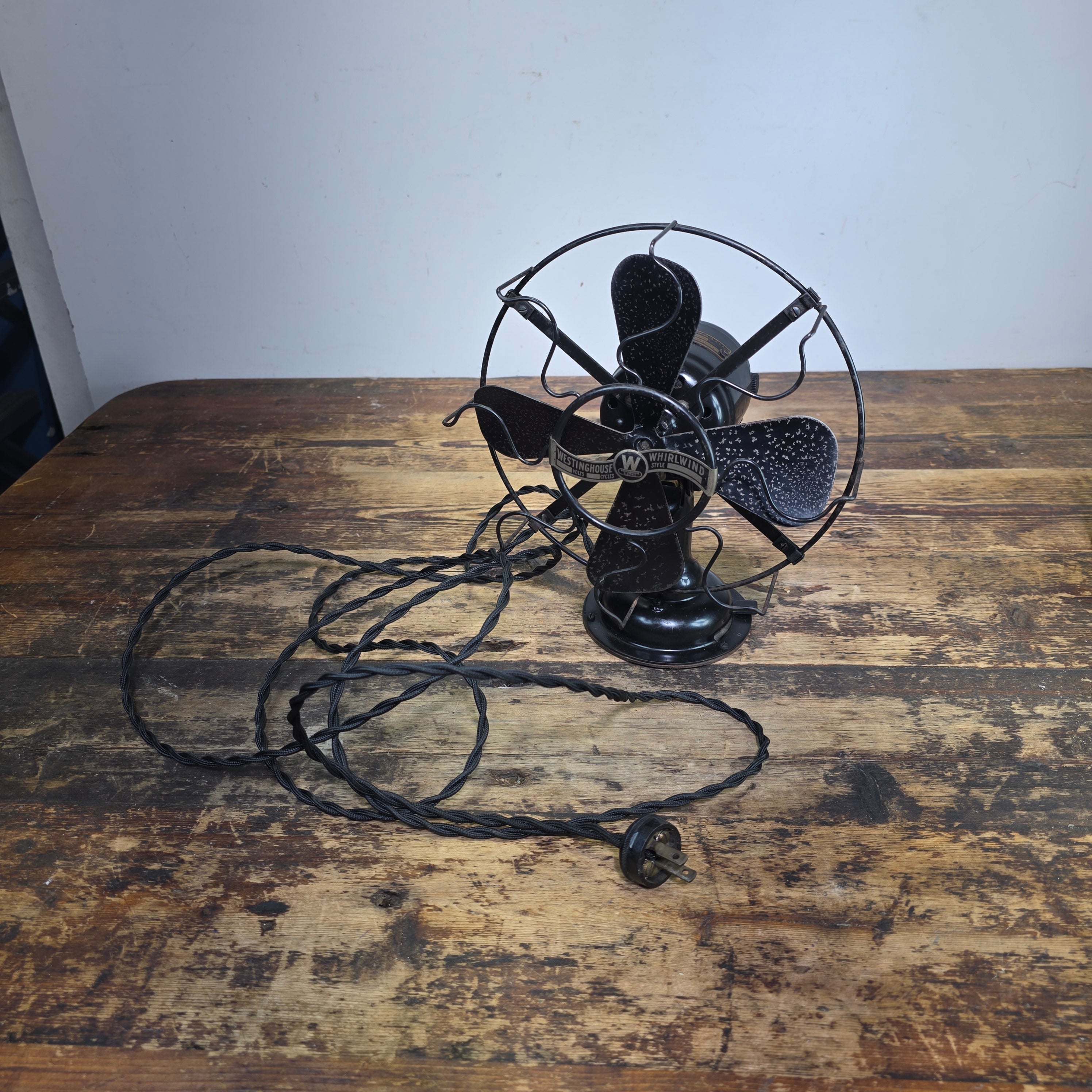 RARE Westinghouse 98926 B Whirlwind Fan Black S-Cage Antique 1910s 8" WORKS