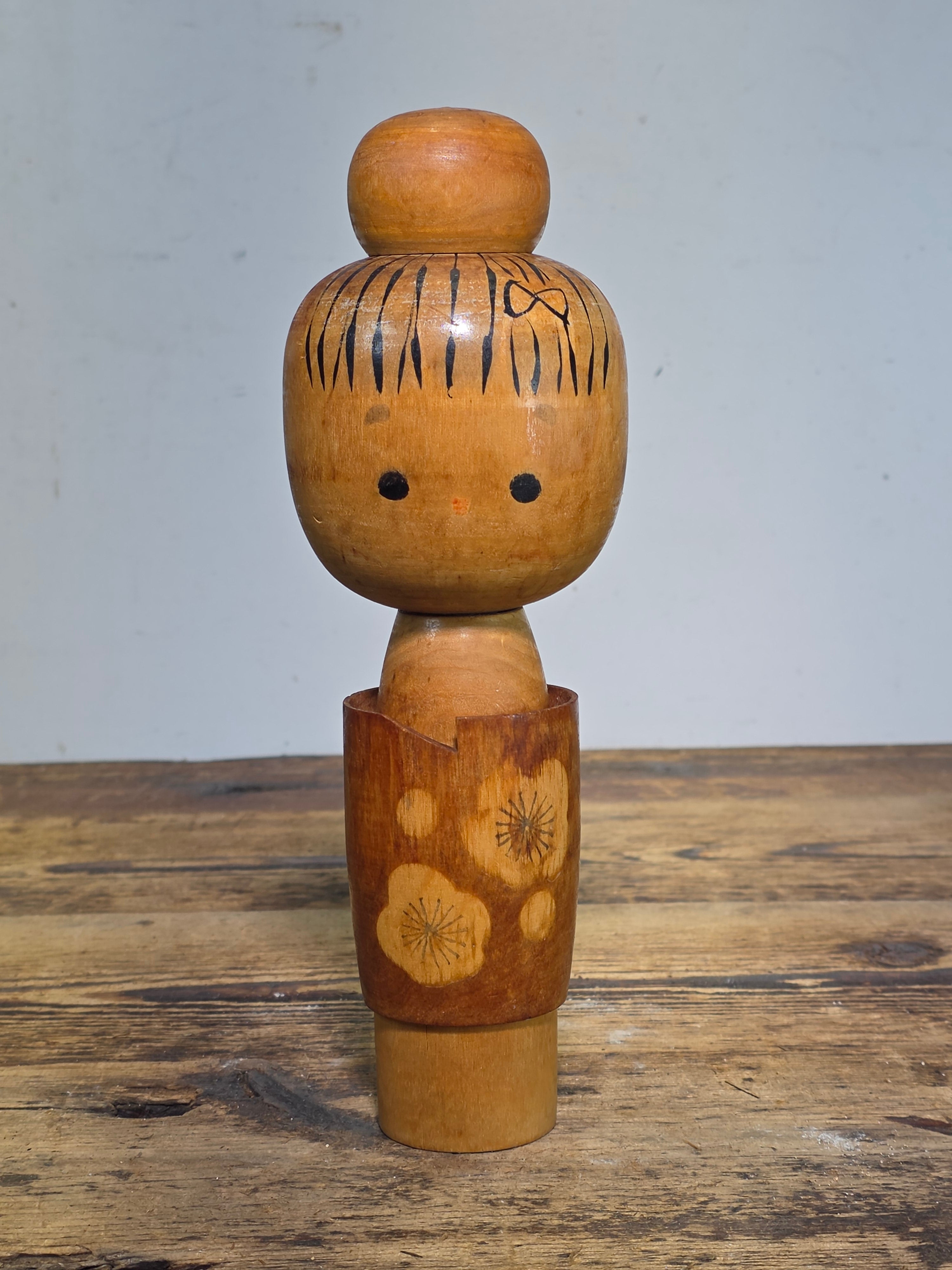 Vintage Masami Miyajima Sosaku Kokeshi Signed Disciple of Muhitsu Miyajima 9.5"