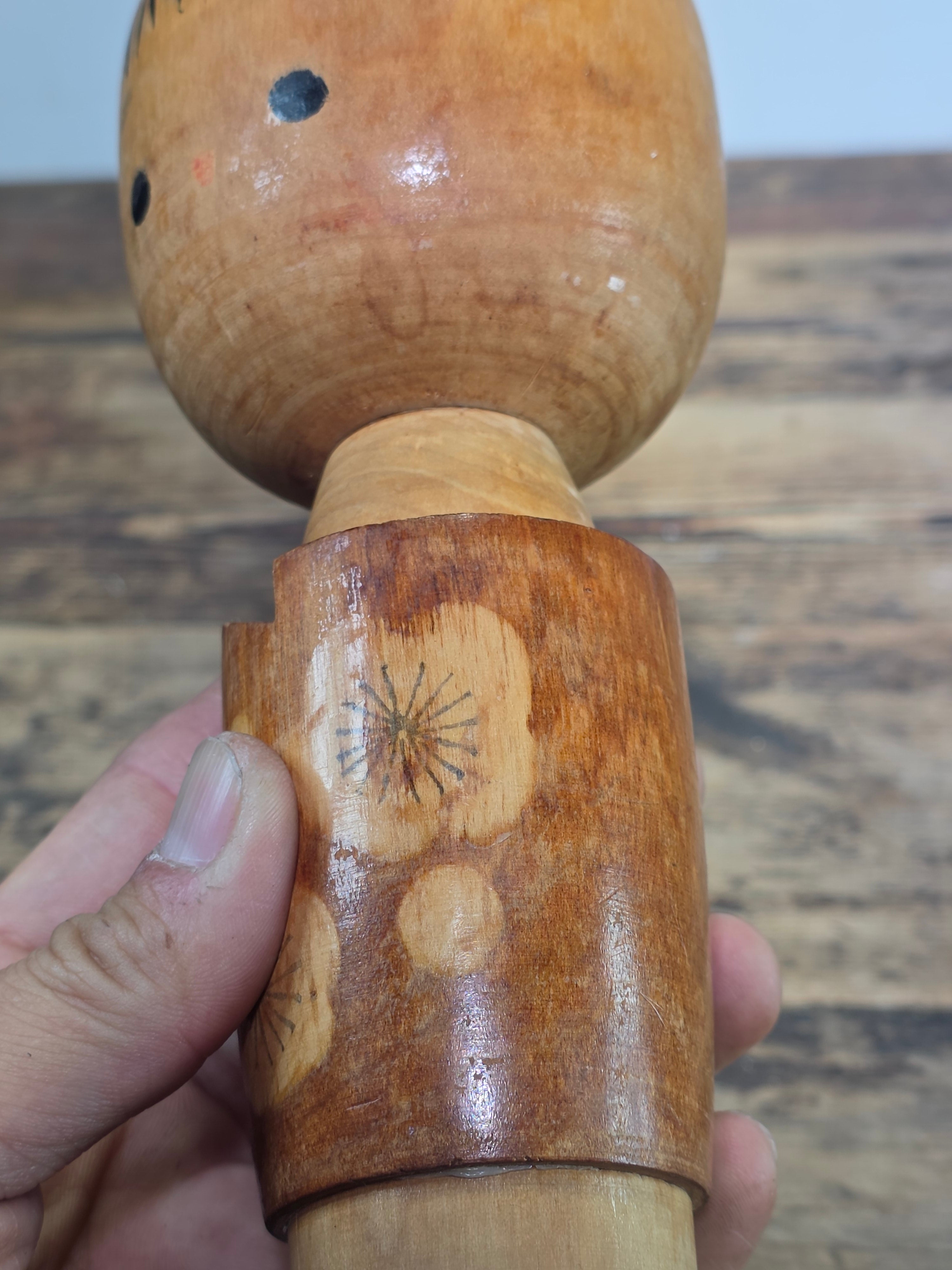 Vintage Masami Miyajima Sosaku Kokeshi Signed Disciple of Muhitsu Miyajima 9.5"