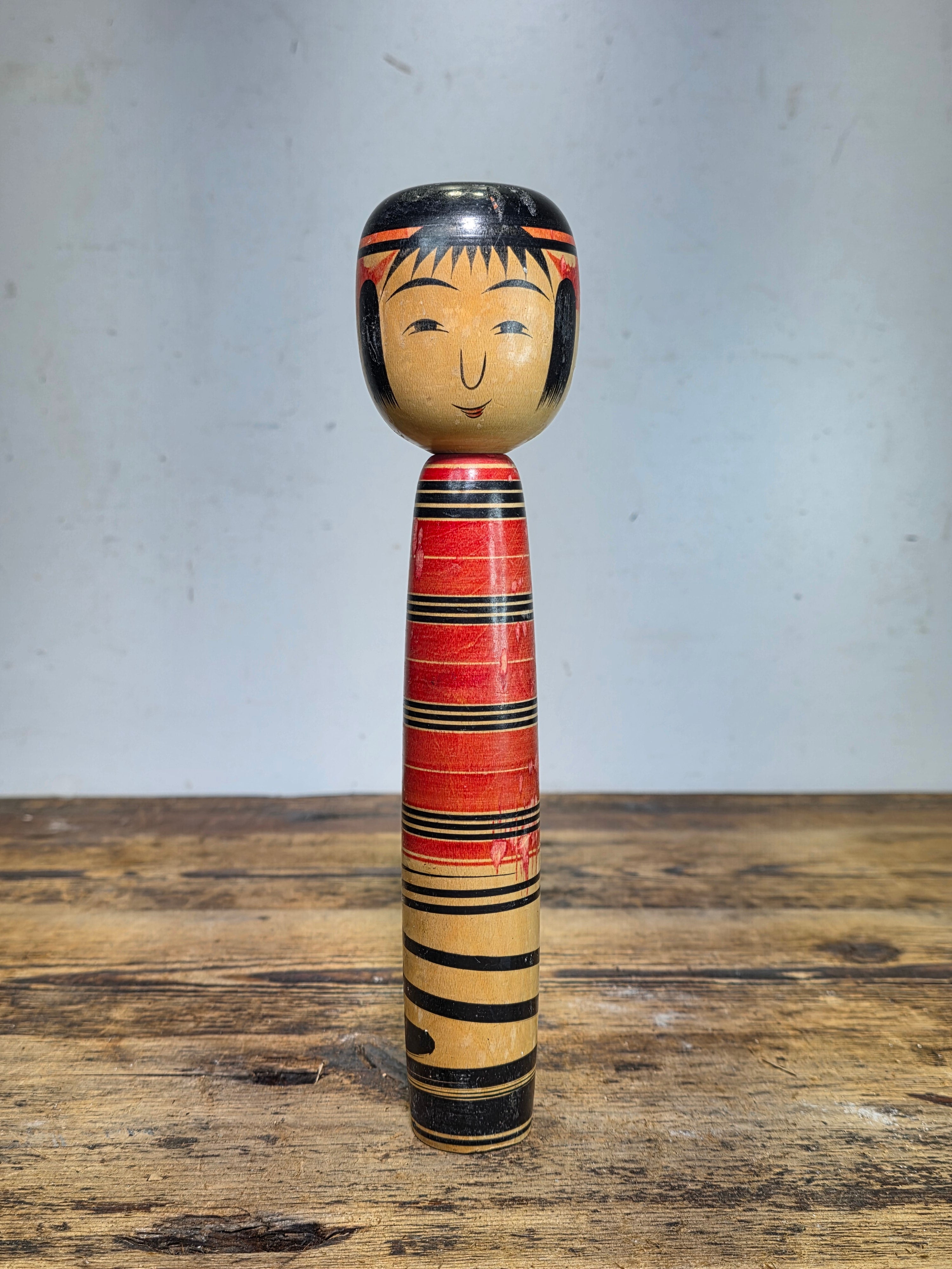 Vintage Hiromichi Saito Tsuchiyu Kokeshi Doll Circa 1970s Prime Era Signed 9.5"