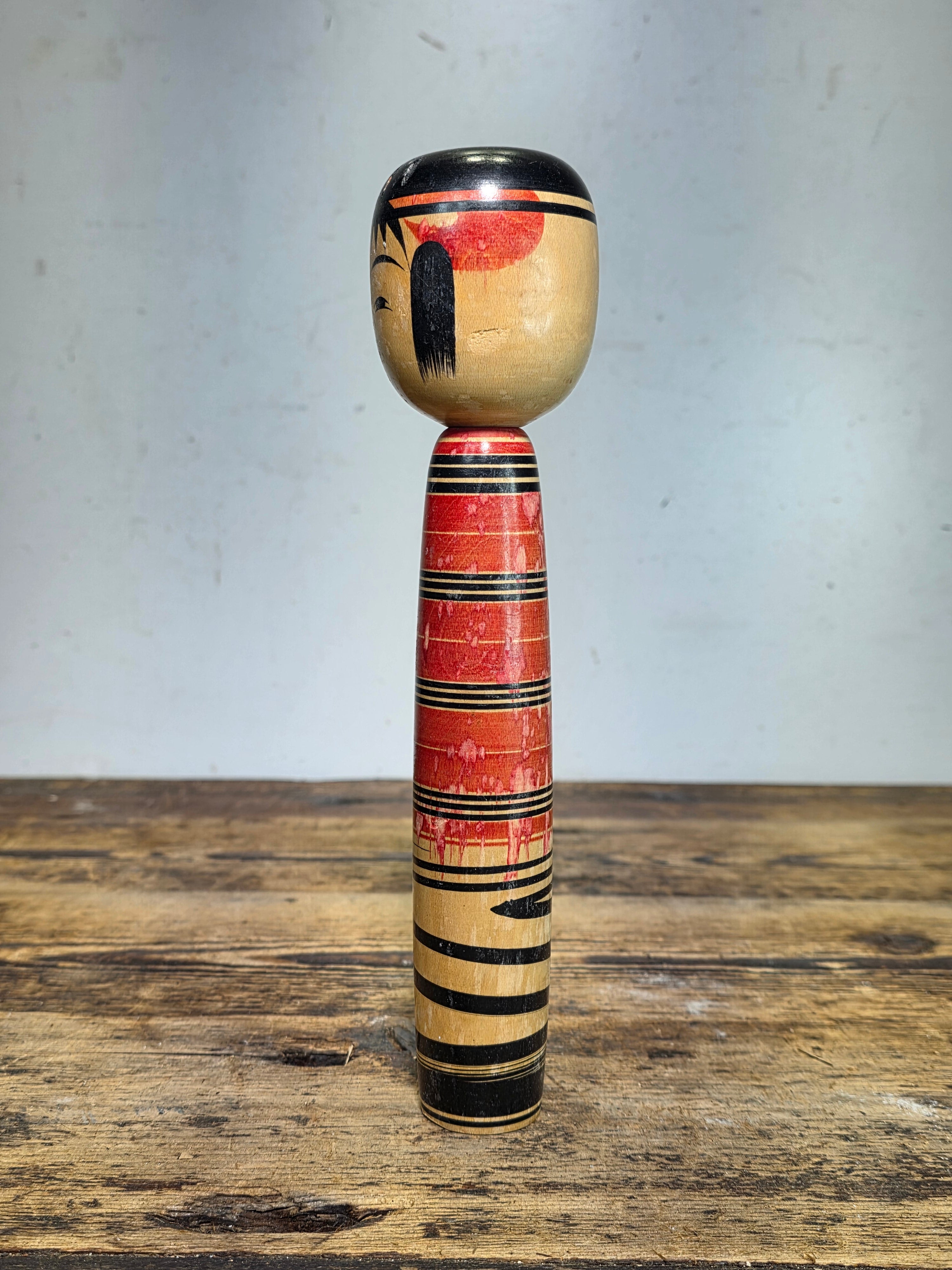 Vintage Hiromichi Saito Tsuchiyu Kokeshi Doll Circa 1970s Prime Era Signed 9.5"
