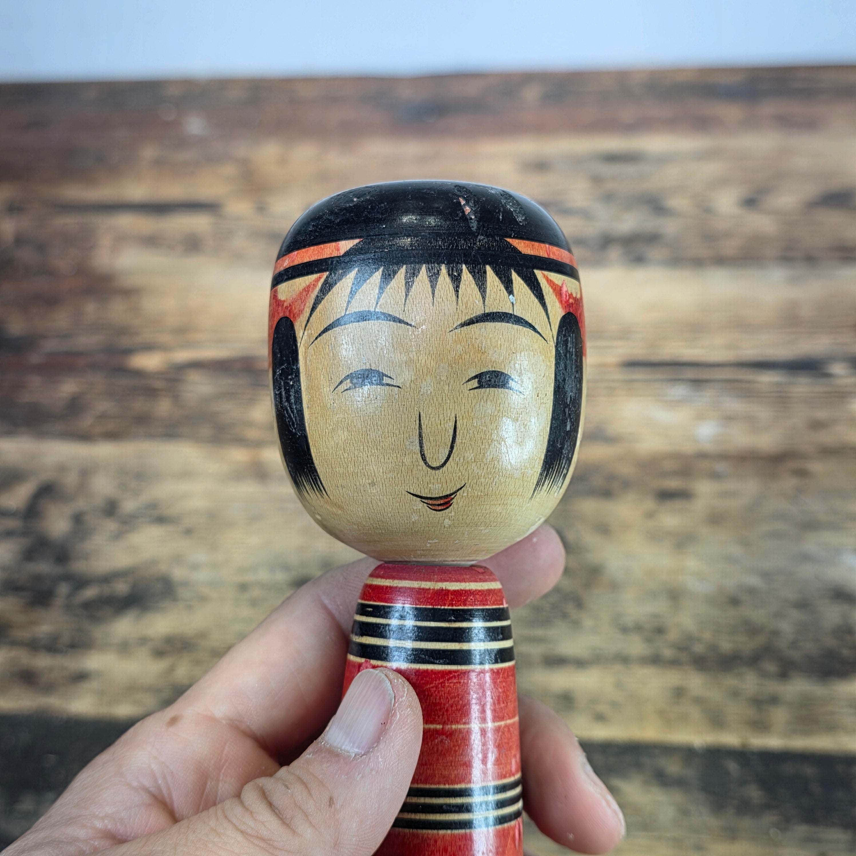 Vintage Hiromichi Saito Tsuchiyu Kokeshi Doll Circa 1970s Prime Era Signed 9.5"