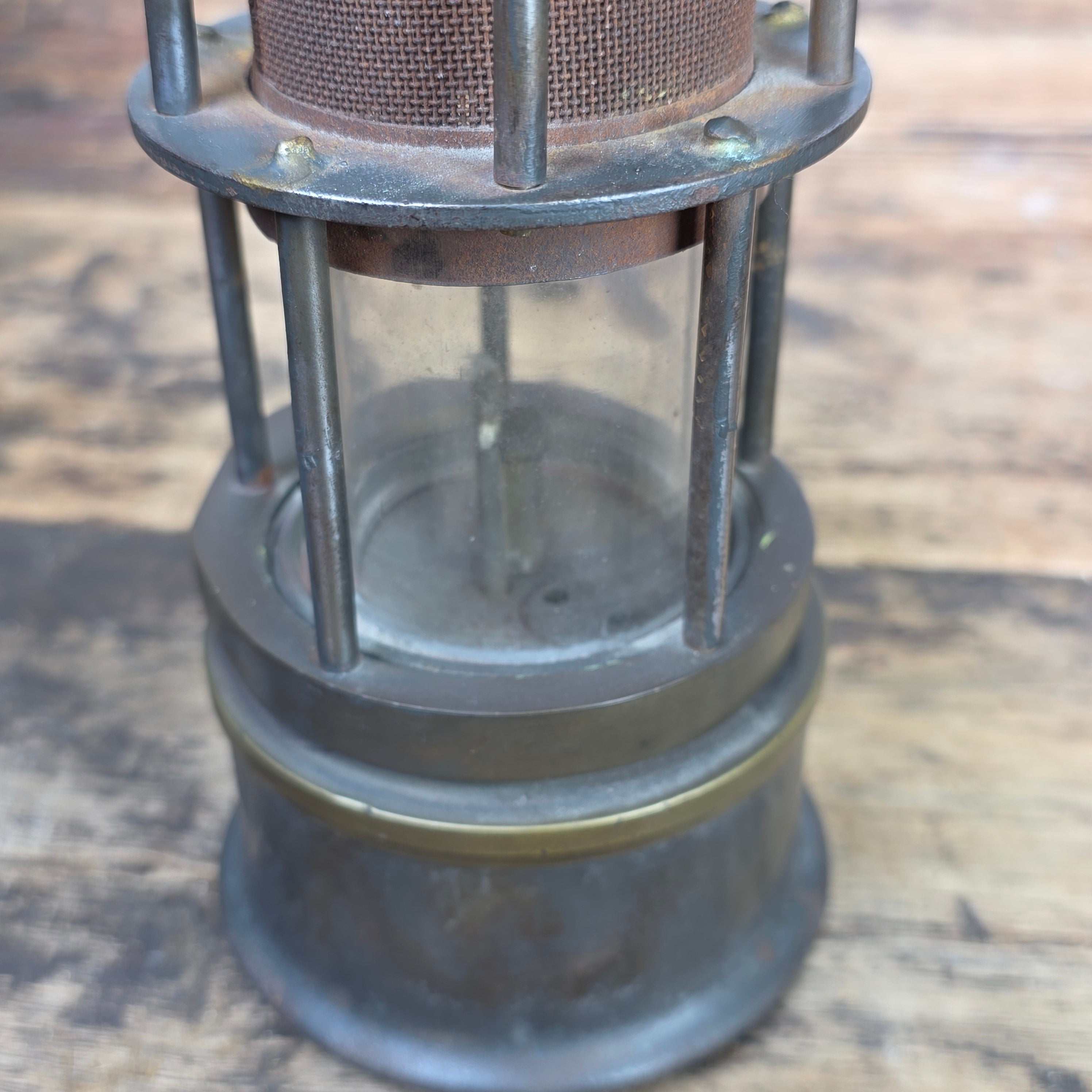 Antique Friemann Wolf FWD 20502 Safety Mining Lamp Germany Schott Jena Glass