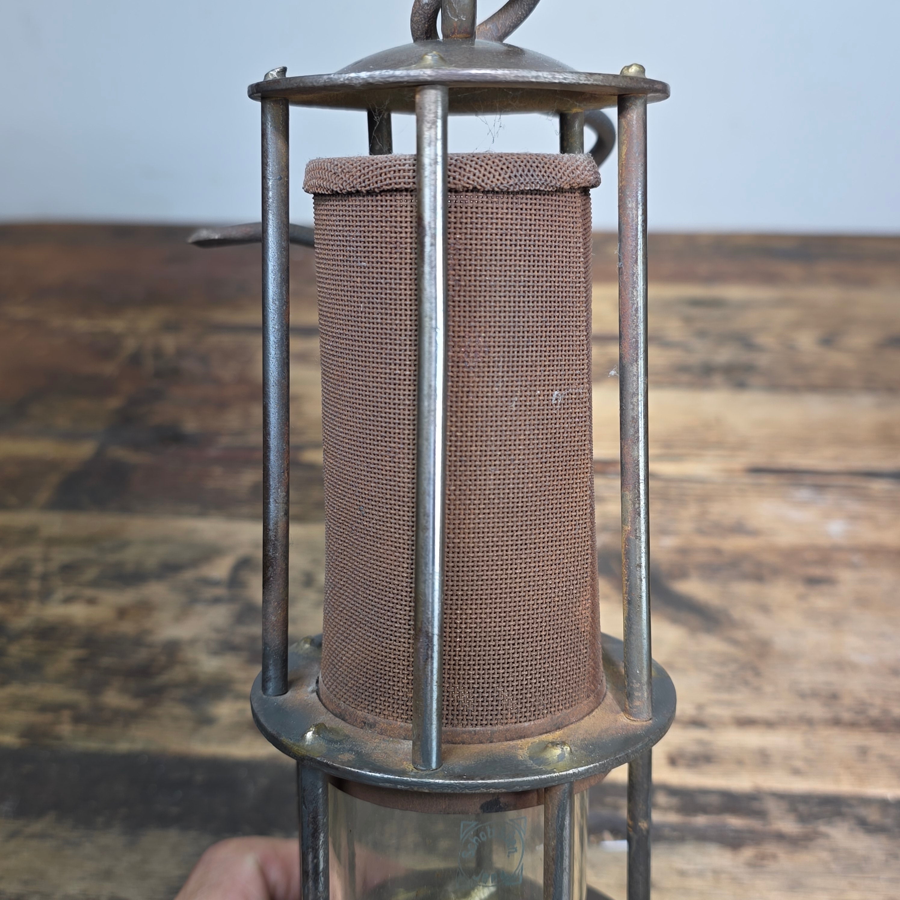 Antique Friemann Wolf FWD 20502 Safety Mining Lamp Germany Schott Jena Glass