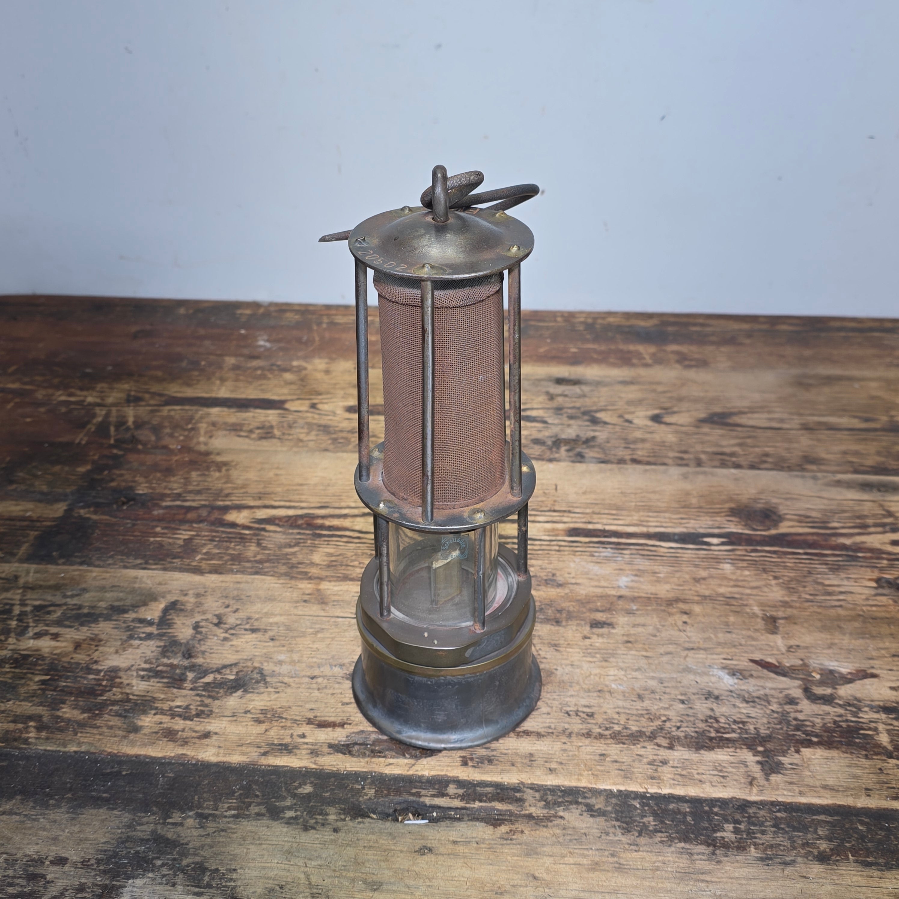 Antique Friemann Wolf FWD 20502 Safety Mining Lamp Germany Schott Jena Glass