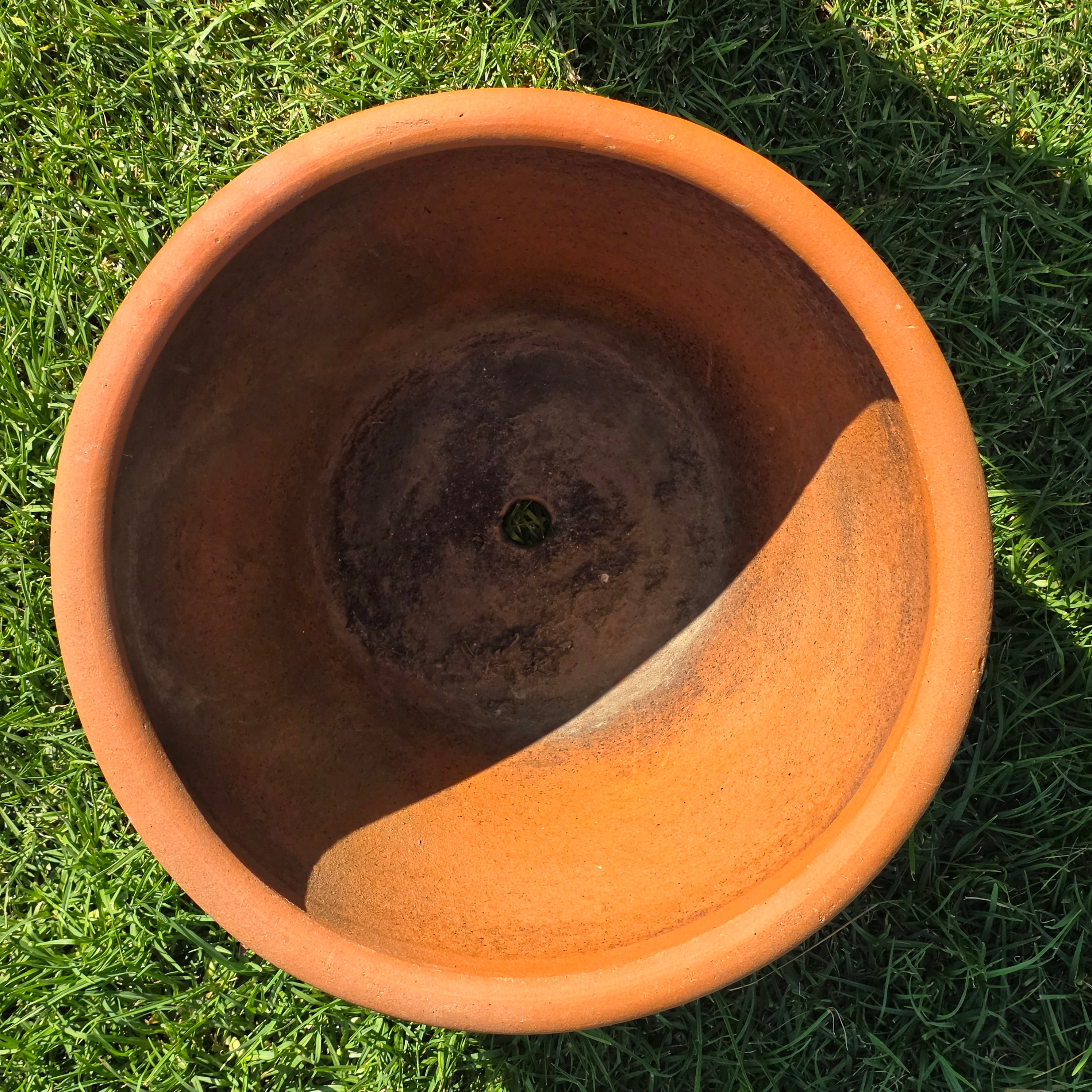 Vintage Mexican Terracotta Planter Large 16" Sunburst Aztec Clay Pot Garden Urn
