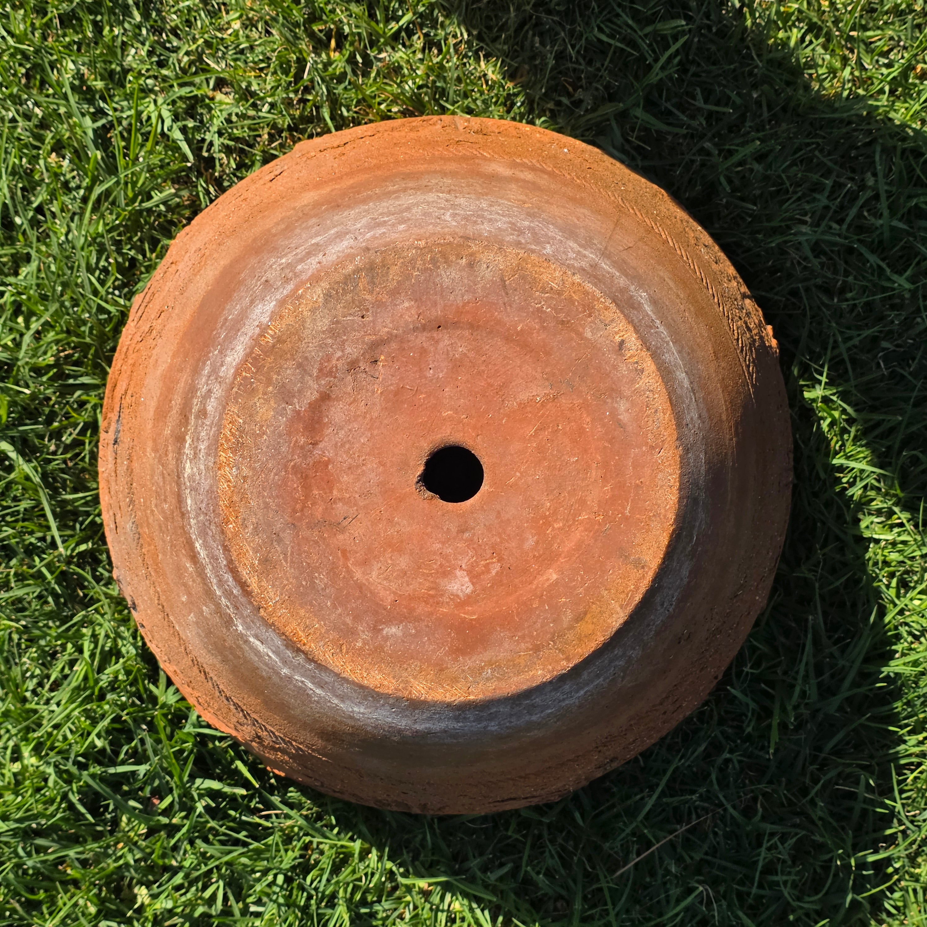 Vintage Mexican Terracotta Planter Large 16" Sunburst Aztec Clay Pot Garden Urn