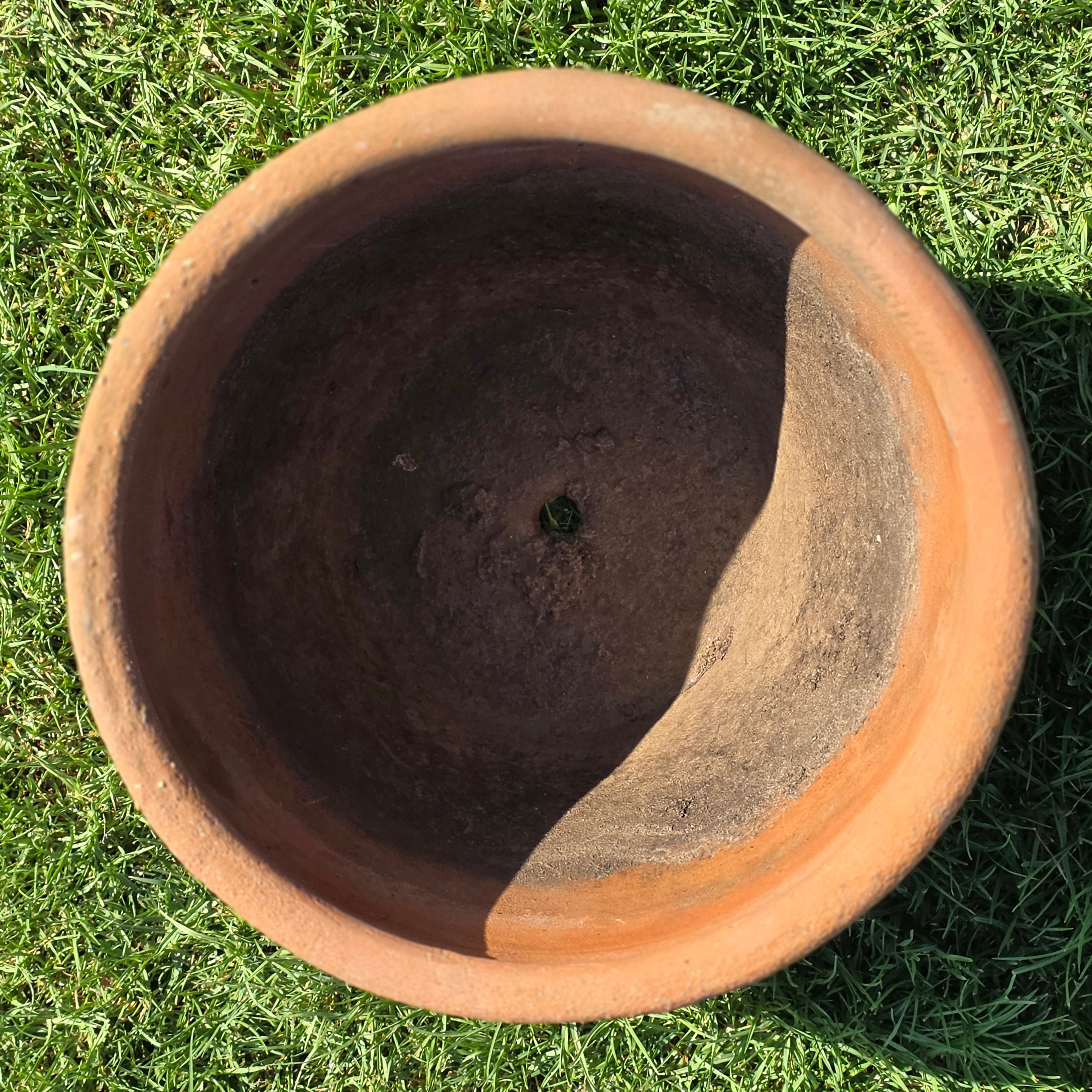 Vintage Mexican Terracotta Planter Large 16" Primitive Rustic Wabi Sabi Garden Urn