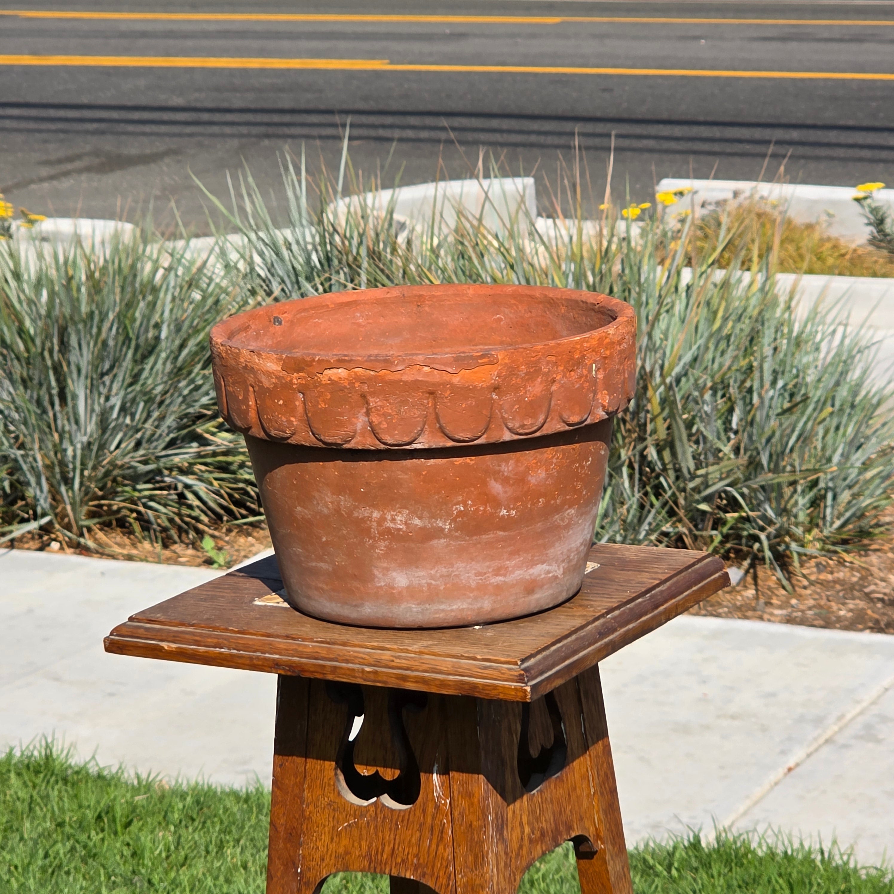 Antique Bauer Pottery Los Angeles Terracotta Planter 9" Scalloped Rim Garden Pot