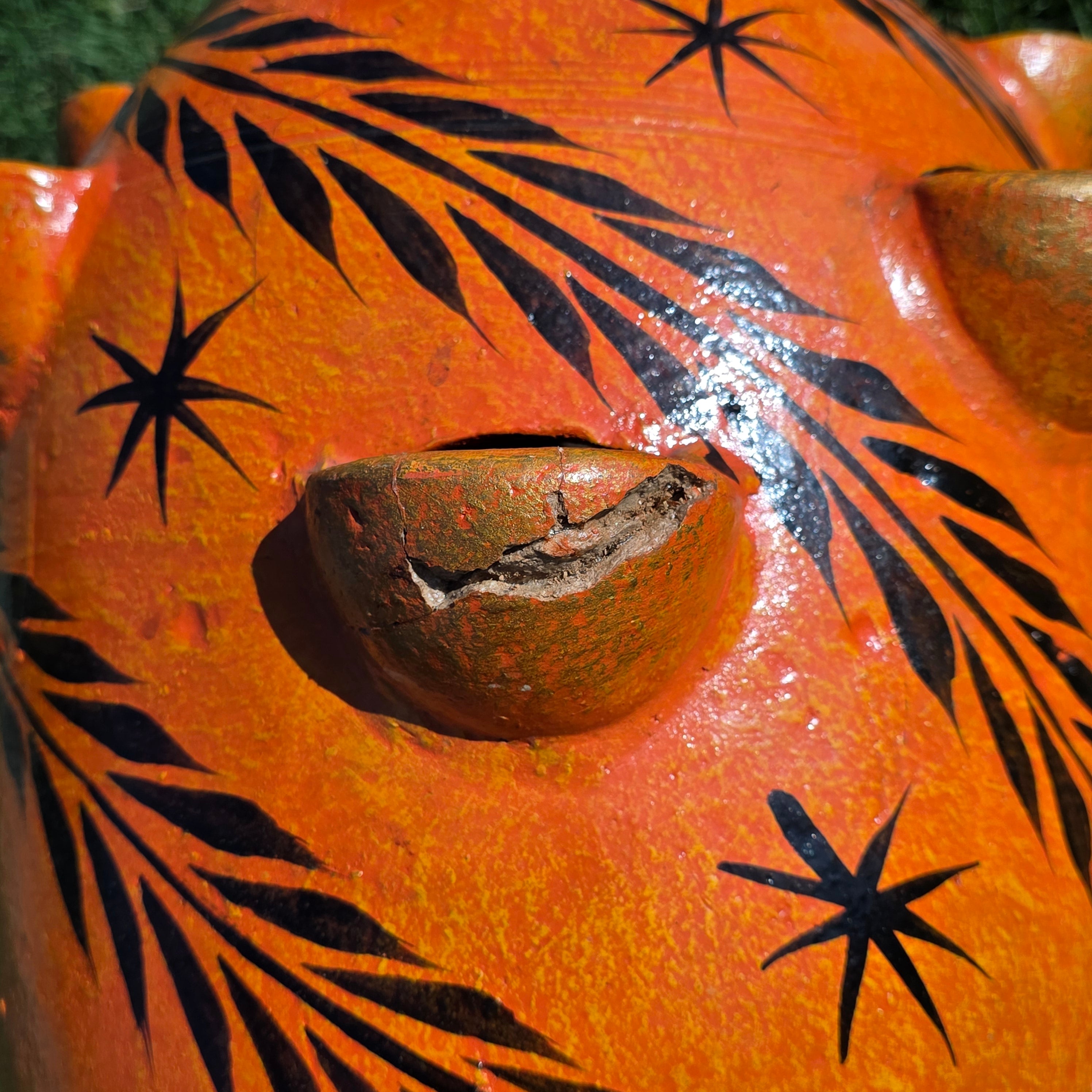 Vintage Mexican Strawberry Planter Large 19" Hand Painted Terra Cotta 12 Pocket