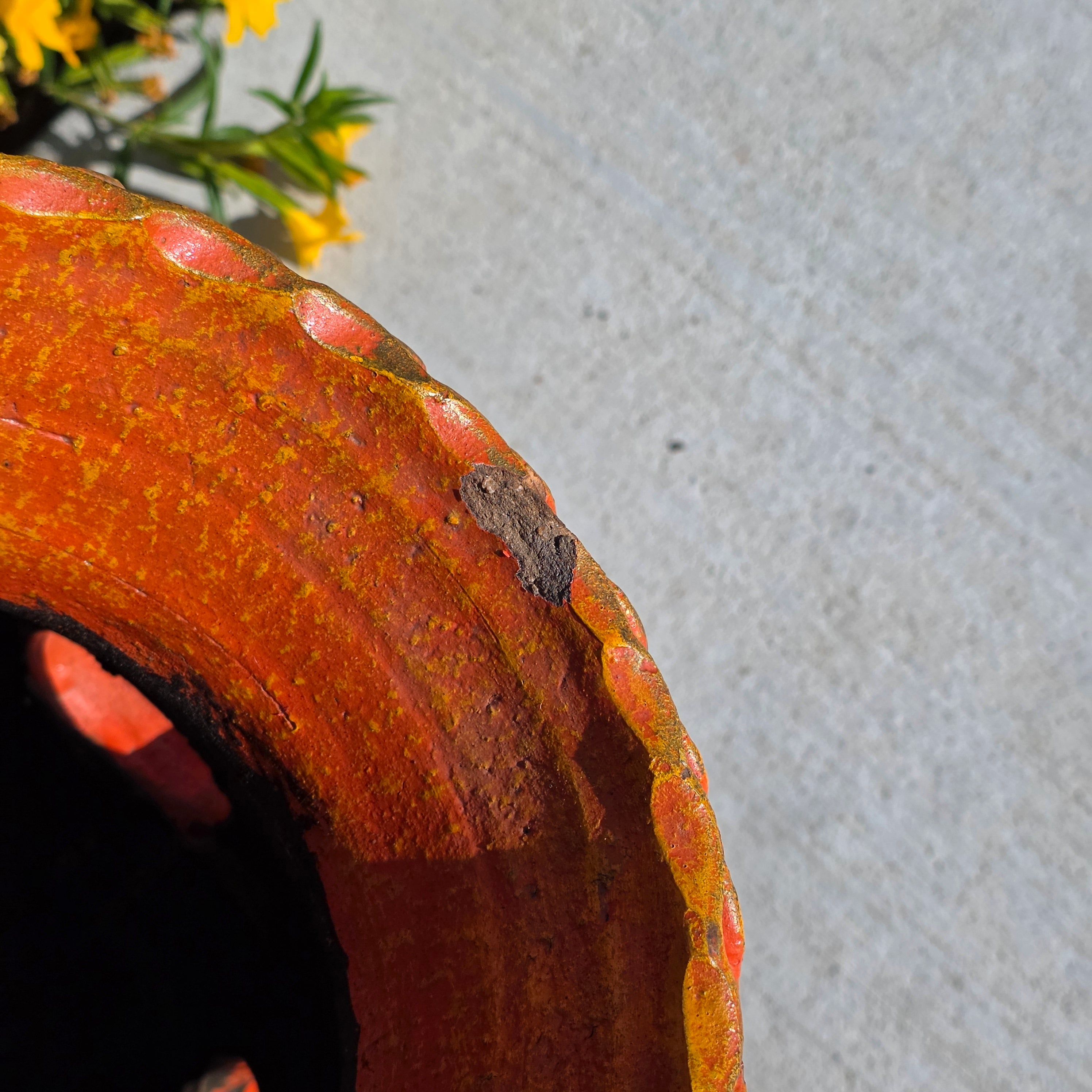 Vintage Mexican Strawberry Planter Large 19" Hand Painted Terra Cotta 12 Pocket