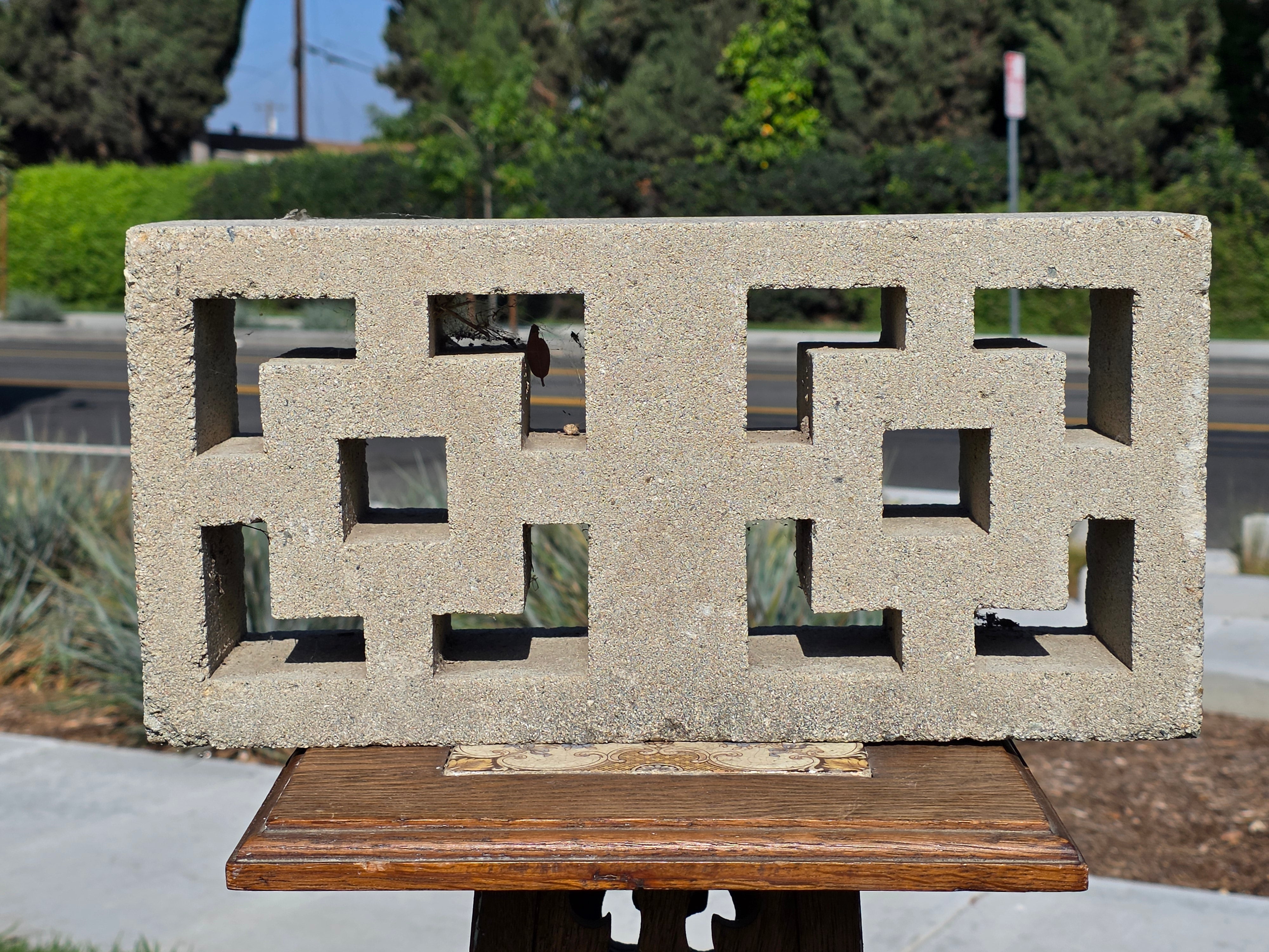 Vintage Ralph Haver Breeze Block Mid Century Modern Concrete Screen Stone 1950s