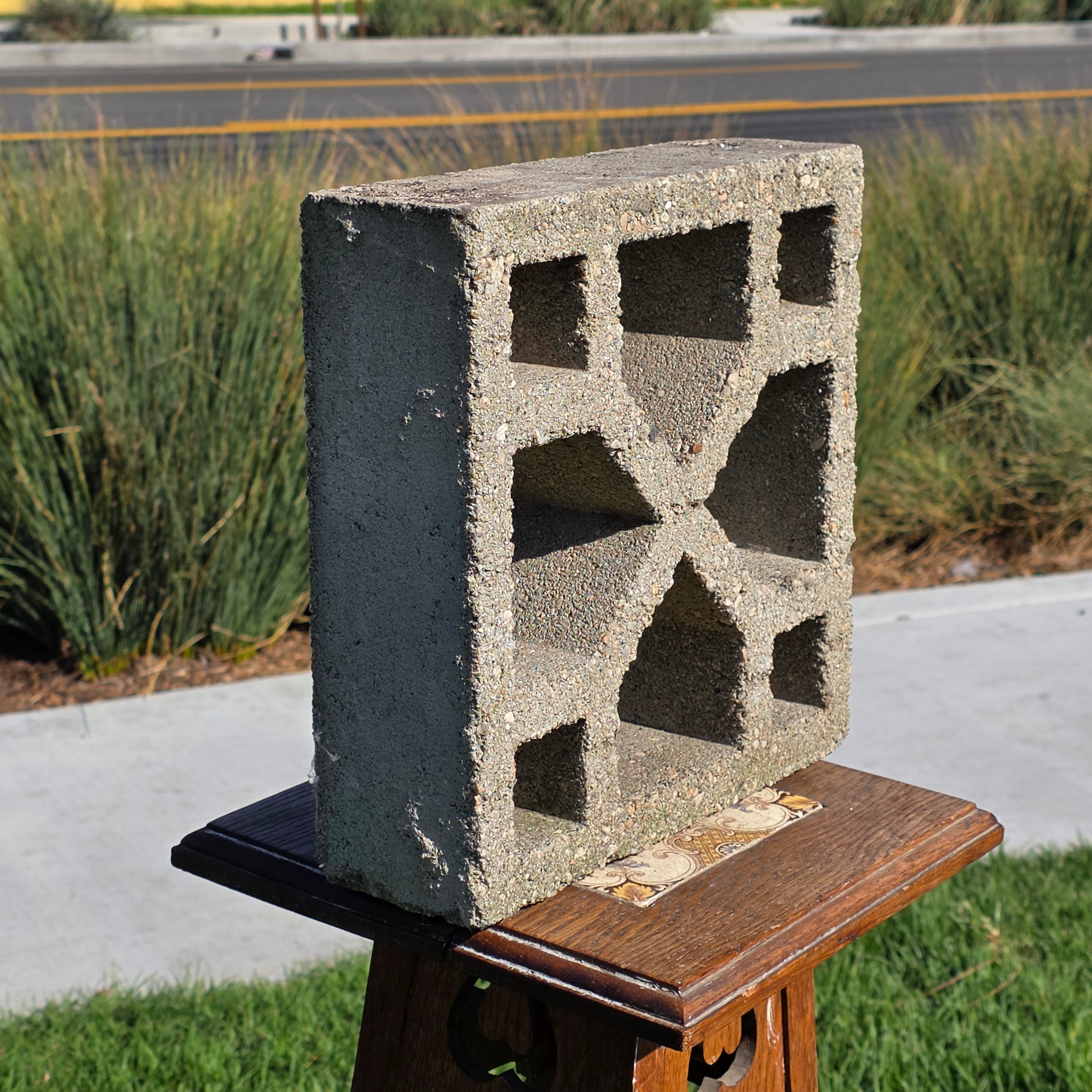 Vintage Breeze Block Mid Century Modern X Pattern Concrete Screen Stone 12x12