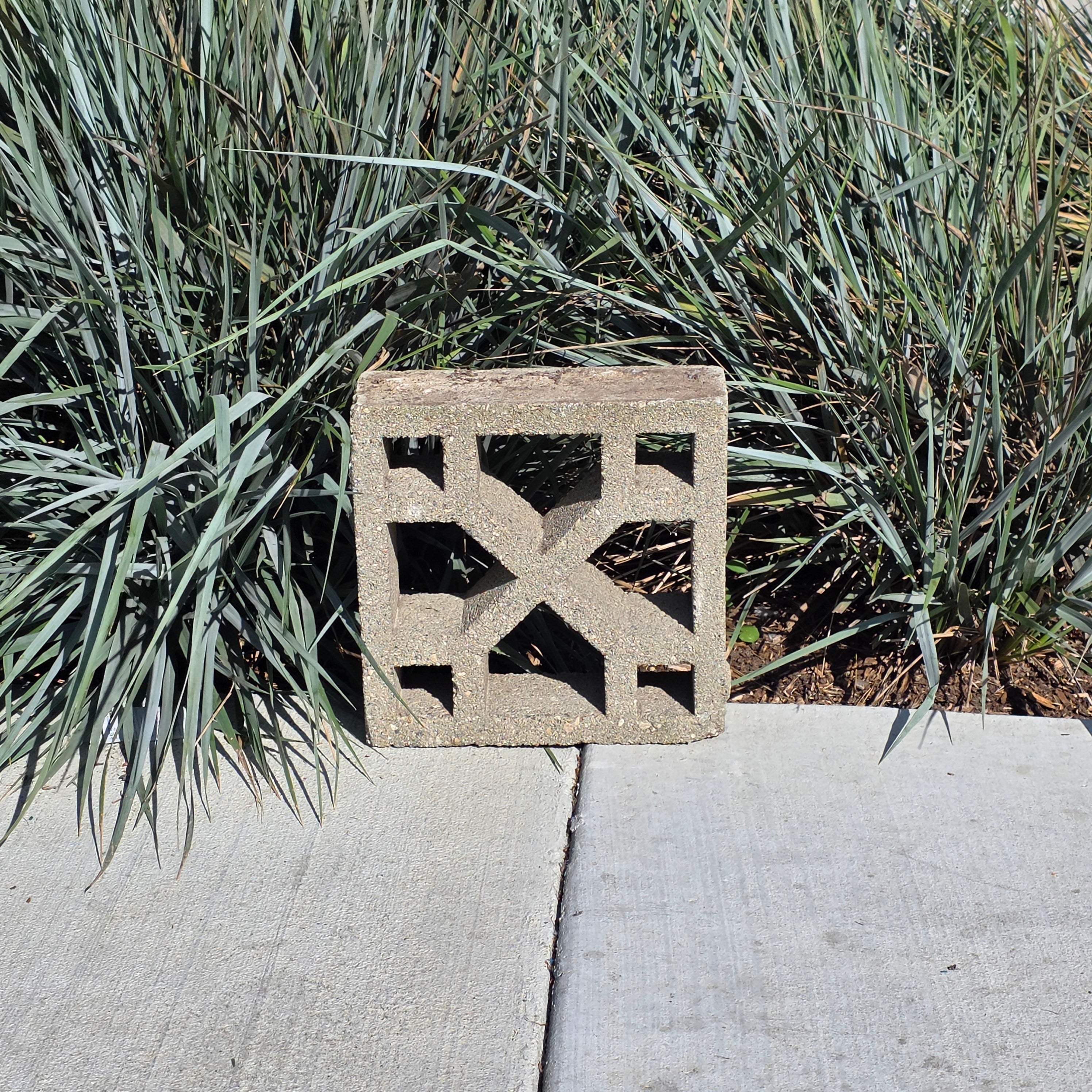 Vintage Breeze Block Mid Century Modern X Pattern Concrete Screen Stone 12x12