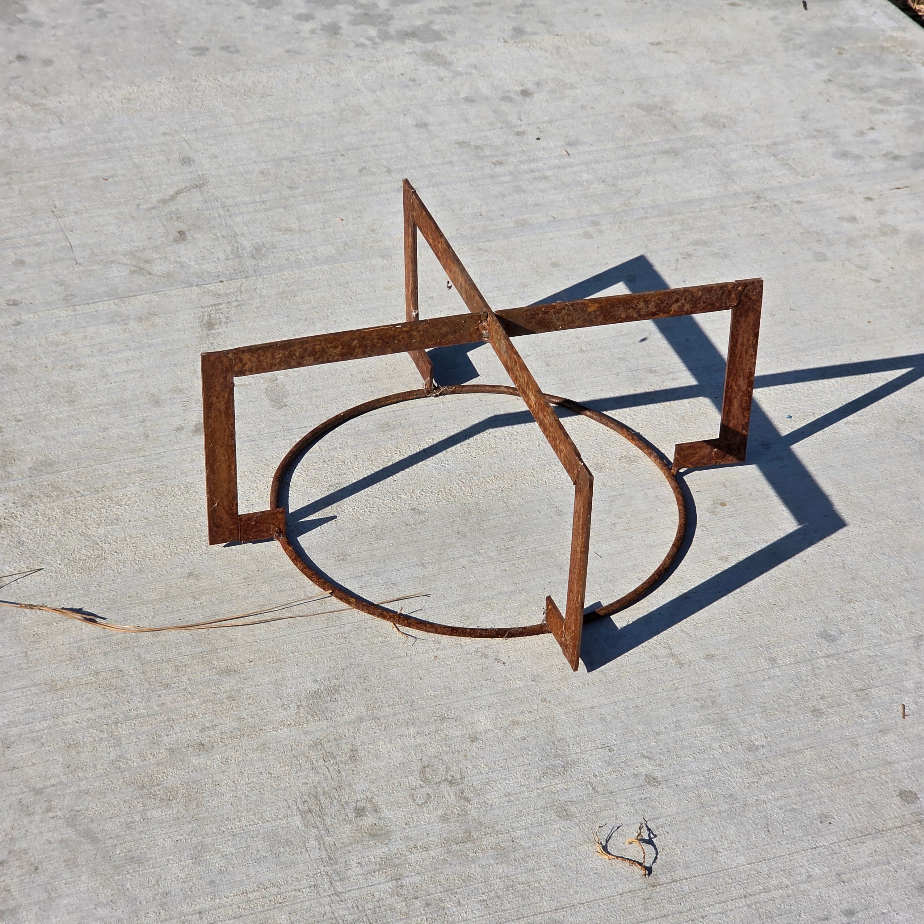 Vintage Mid Century Modern Iron Plant Stand Geometric Industrial Rustic Pot Hold