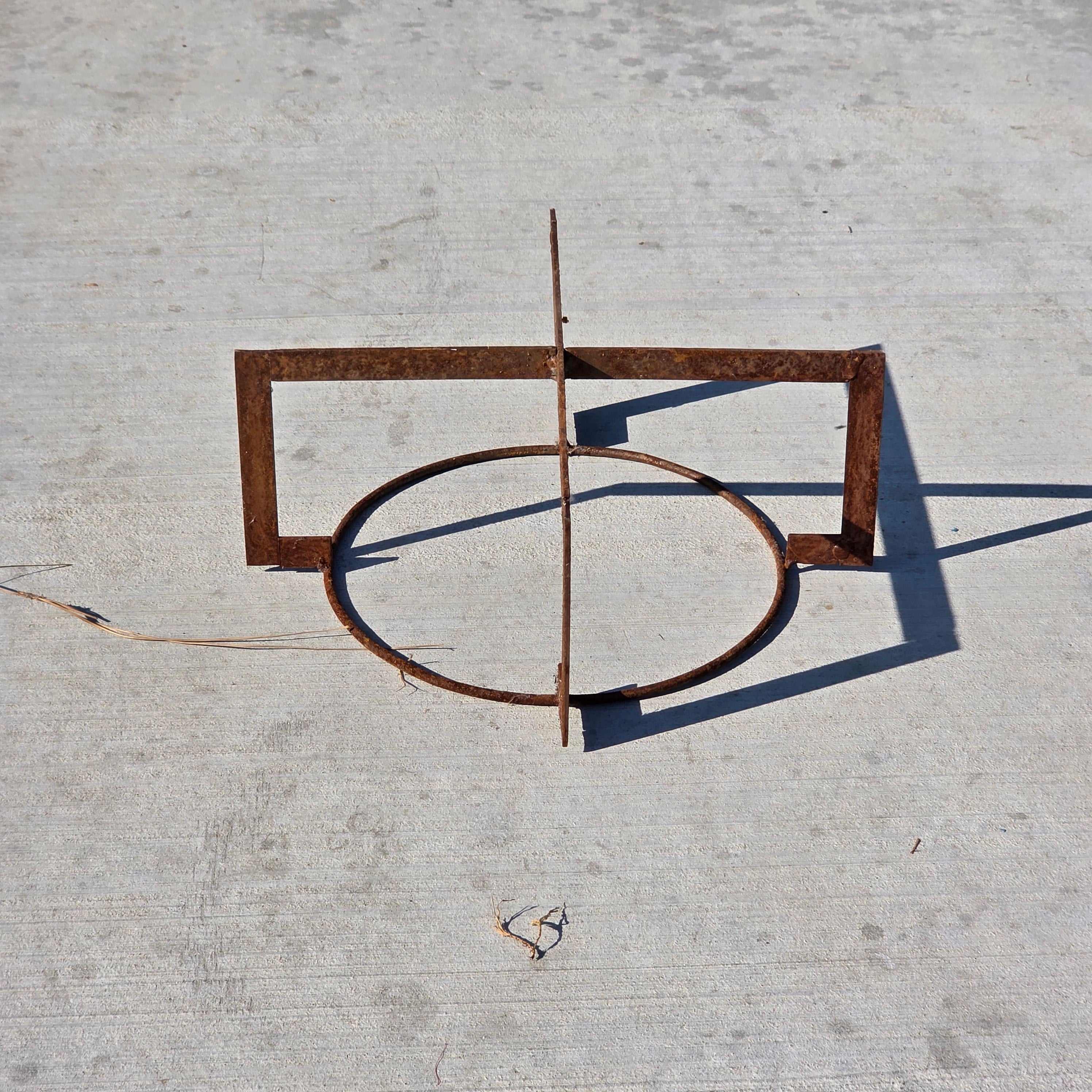 Vintage Mid Century Modern Iron Plant Stand Geometric Industrial Rustic Pot Hold