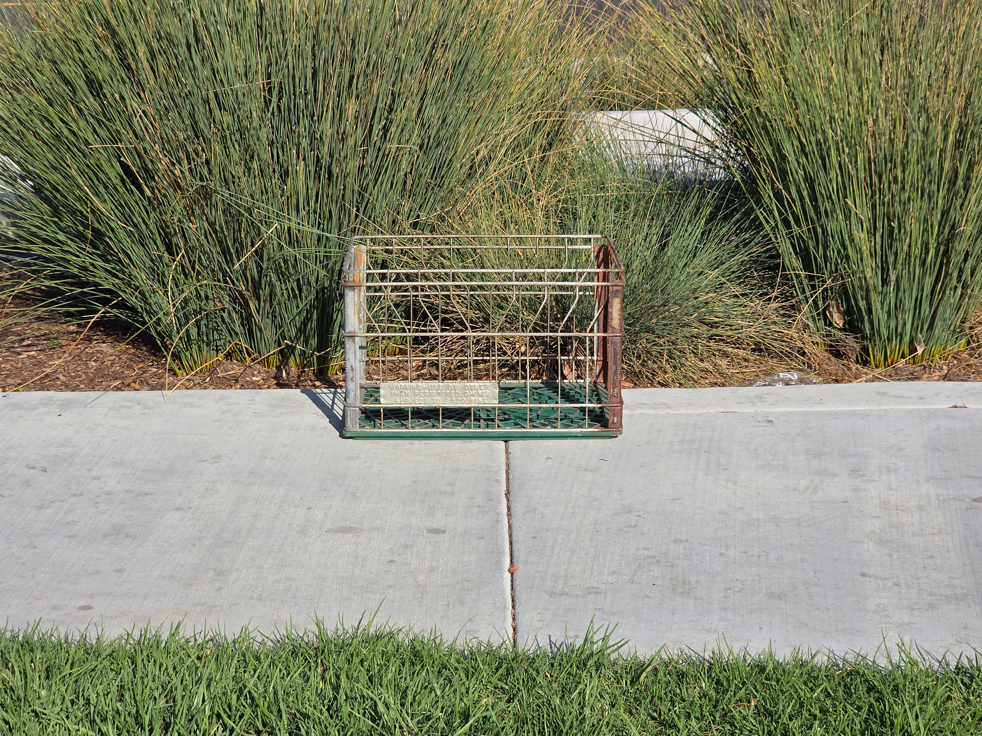 Vintage Alta-Dena Dairy Milk Crate 1976 Metal Wire Green Plastic Bottom