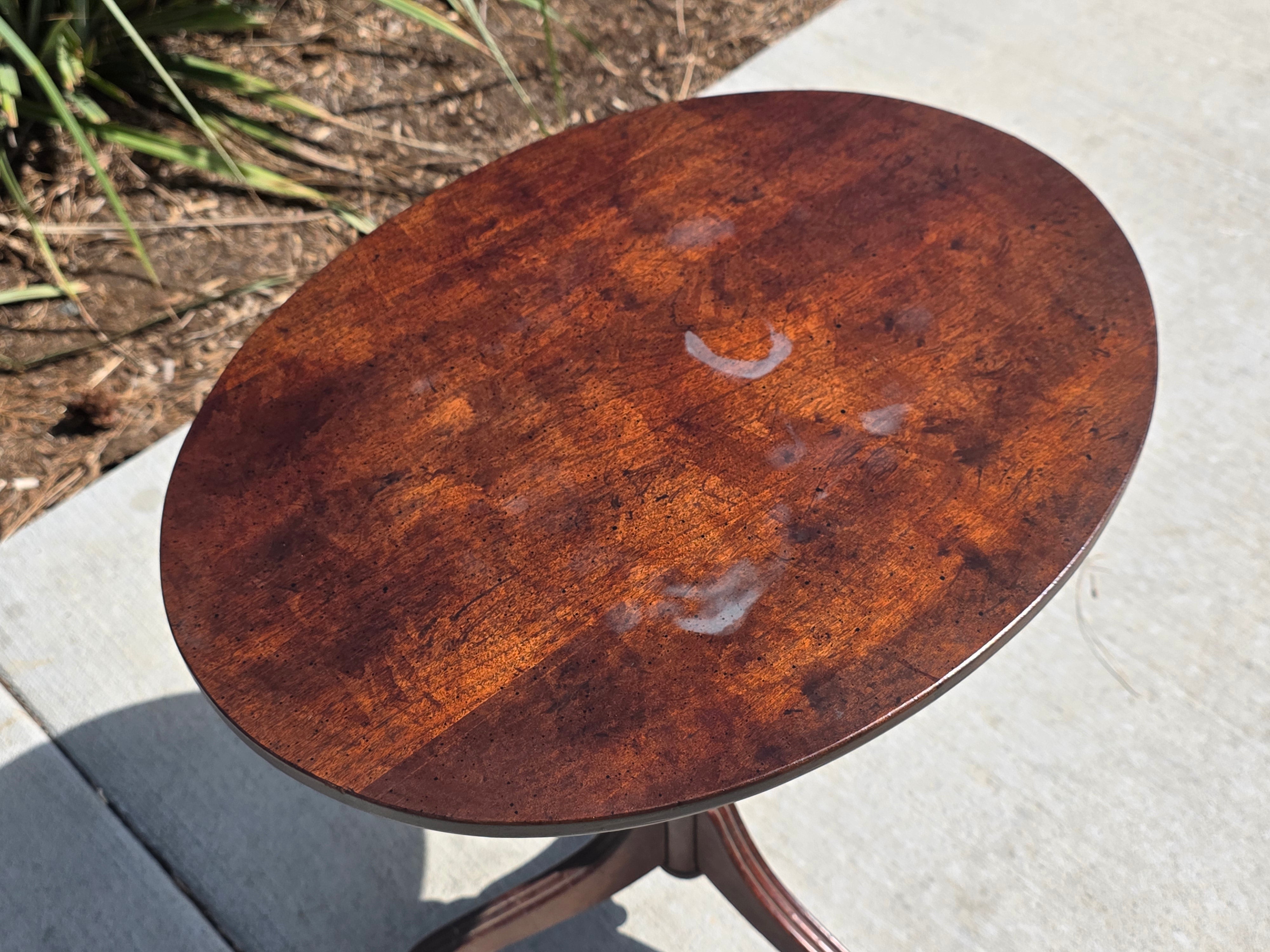Bombay Company 1990 Vintage Tilt Top Side Table Burl Wood Finish Tripod Pedestal