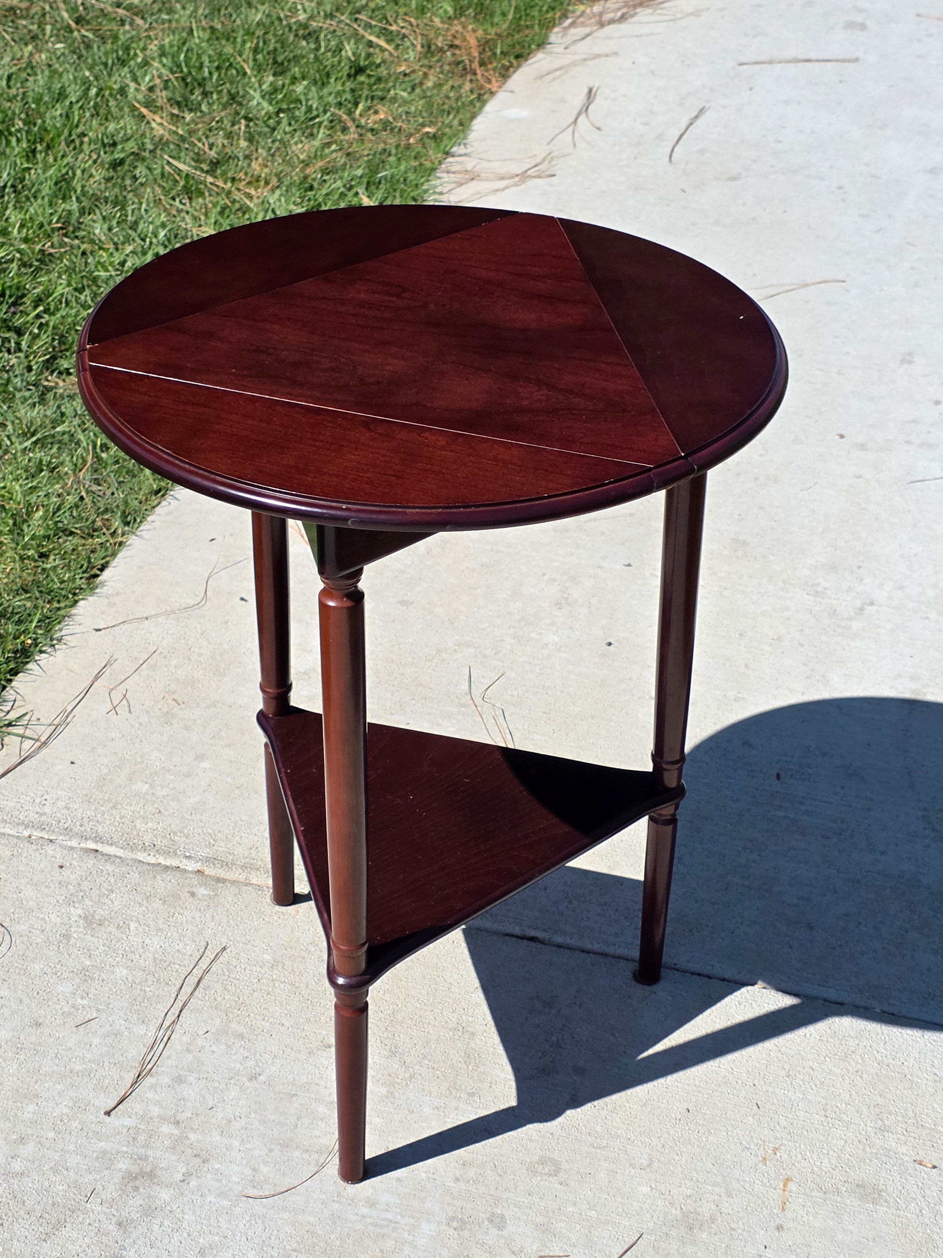 Bombay Company Vintage Drop Leaf Round Side Table Triangle 3-Way Folding 2003