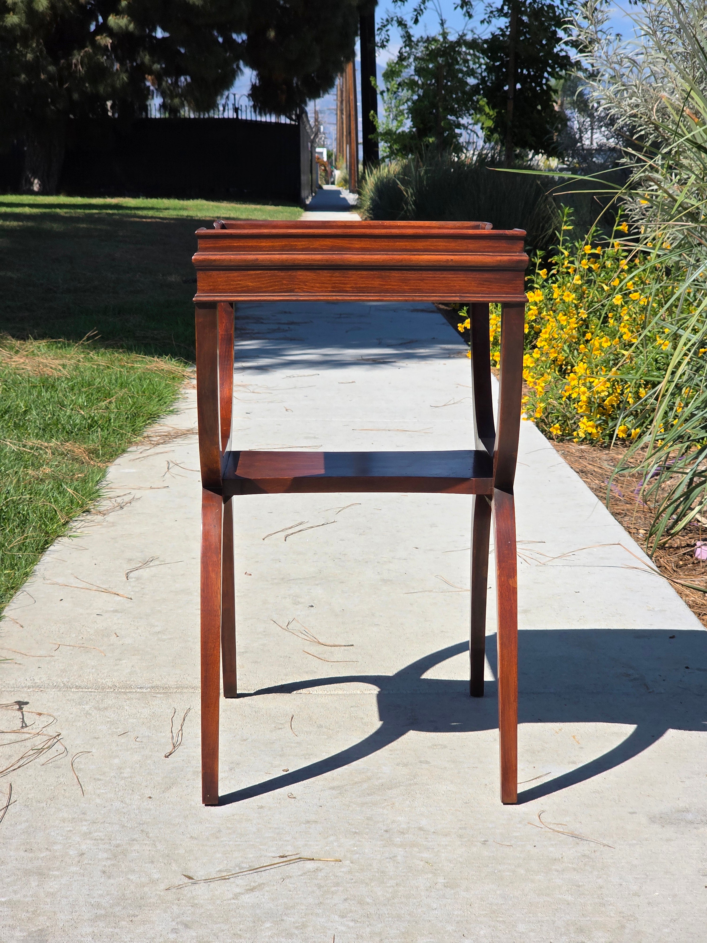 Carolina Panel Company Vintage Double Arc Tray Top Side Table Mahogany Curule