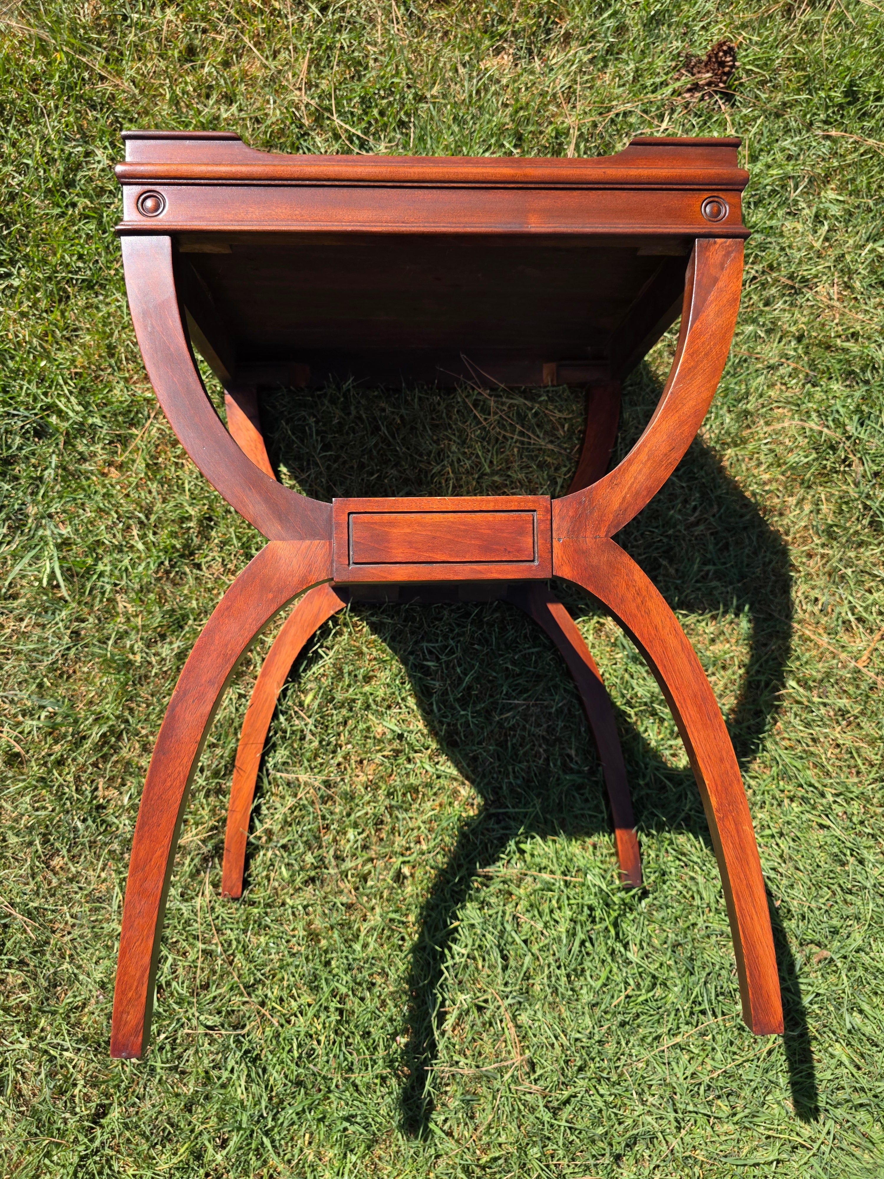 Carolina Panel Company Vintage Double Arc Tray Top Side Table Mahogany Curule