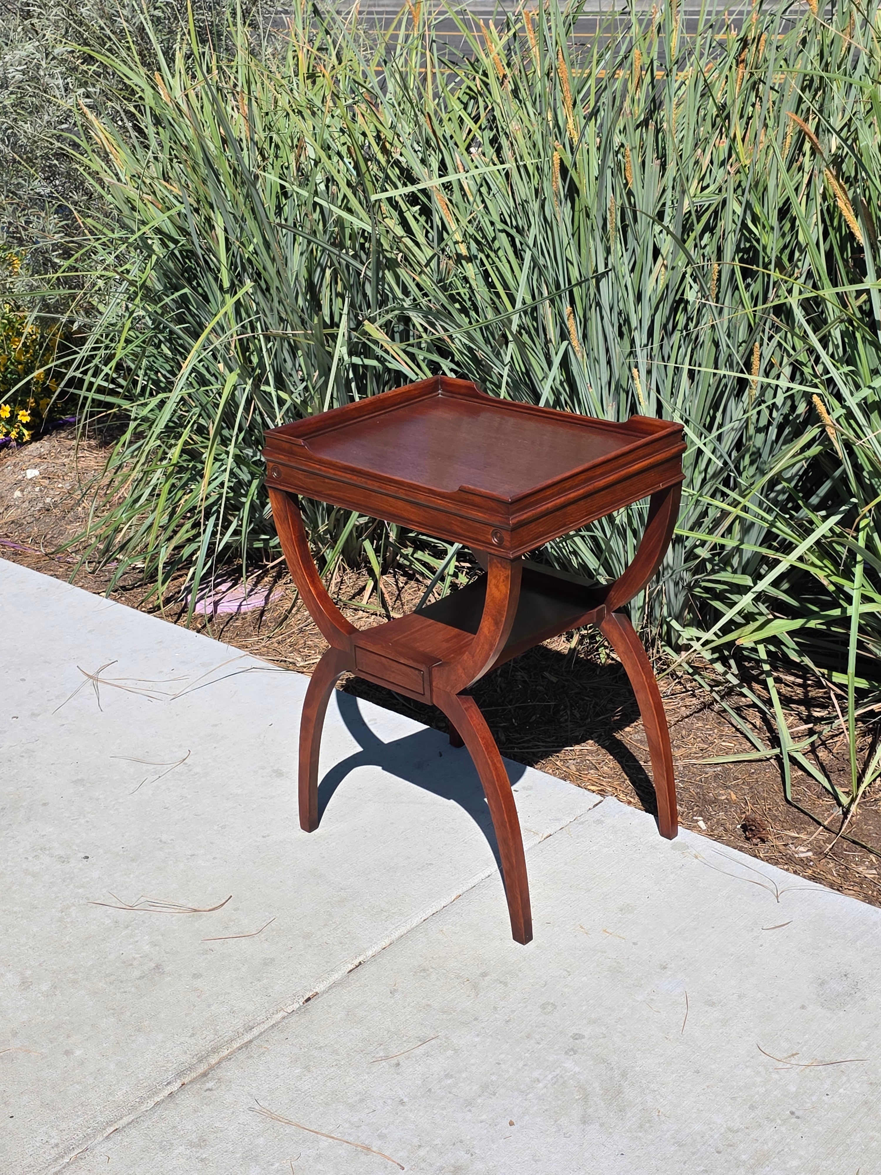 Carolina Panel Company Vintage Double Arc Tray Top Side Table Mahogany Curule