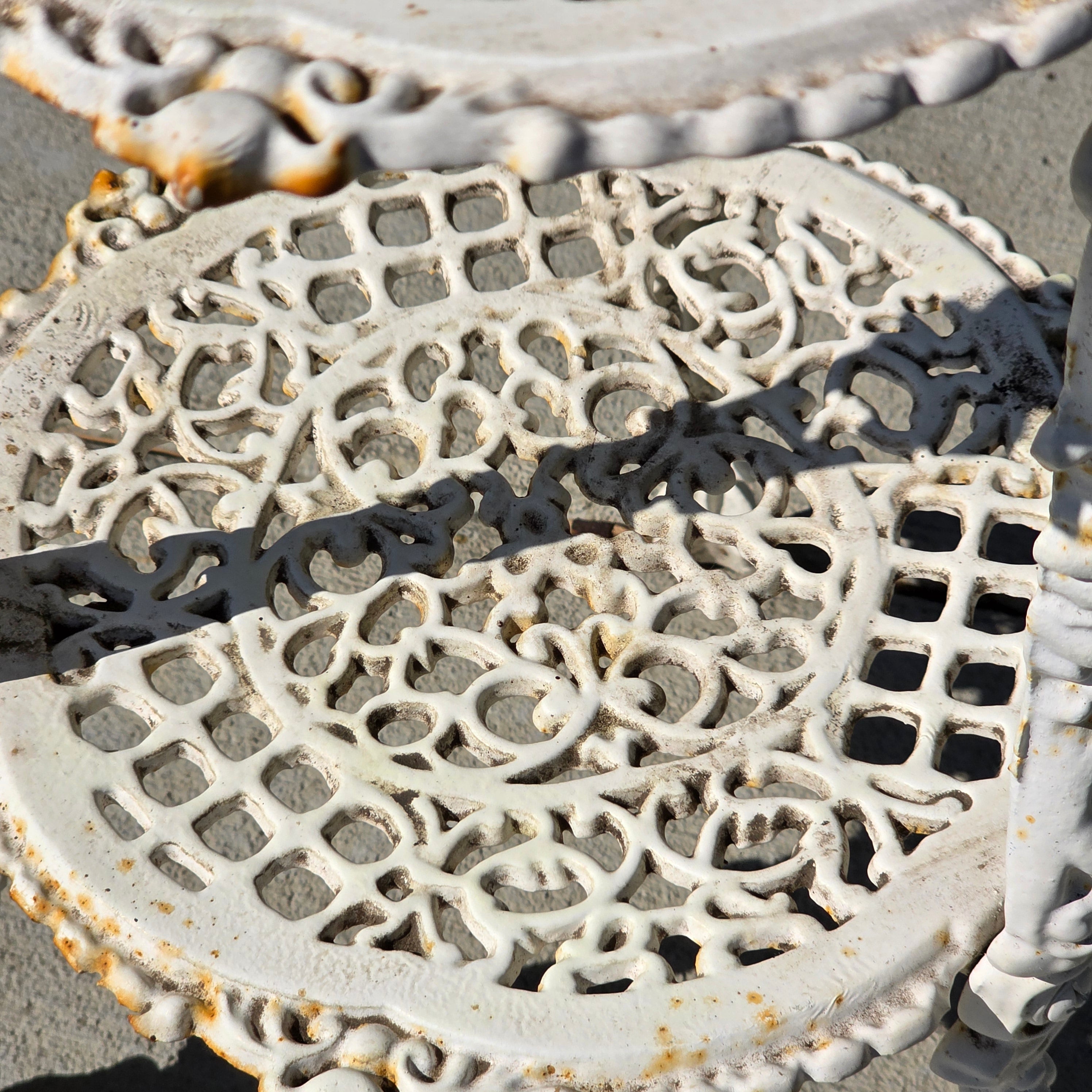 Vintage Victorian Cast Iron 3 Tier Plant Stand Ornate White Metal Garden Shelf