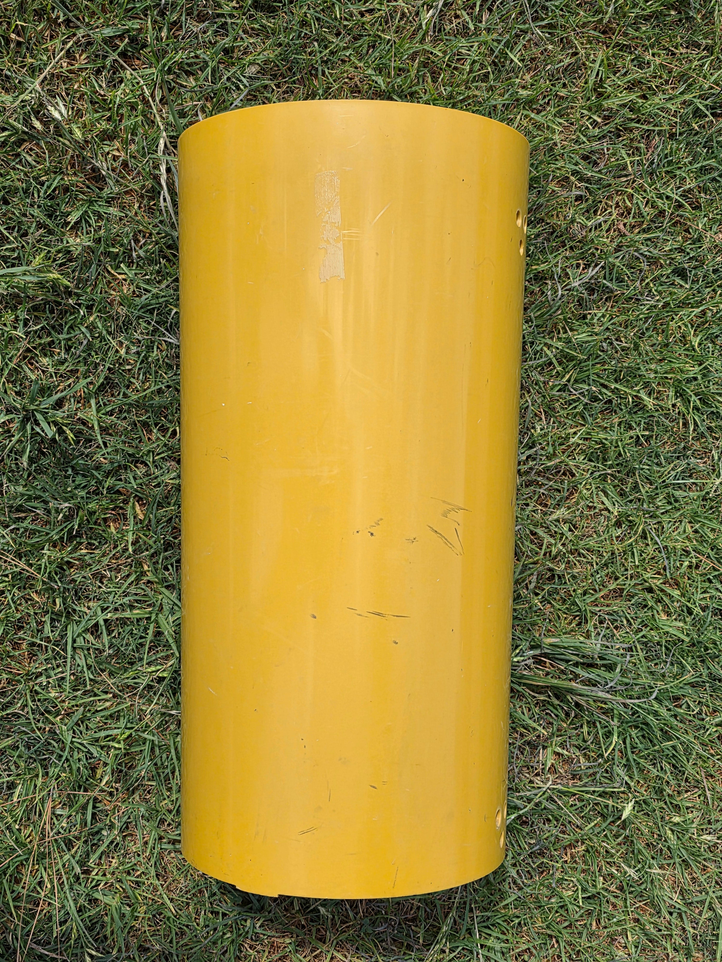 Vintage Mid Century Modern Yellow Plastic Laundry Hamper Scalloped Lid 1960s Retro