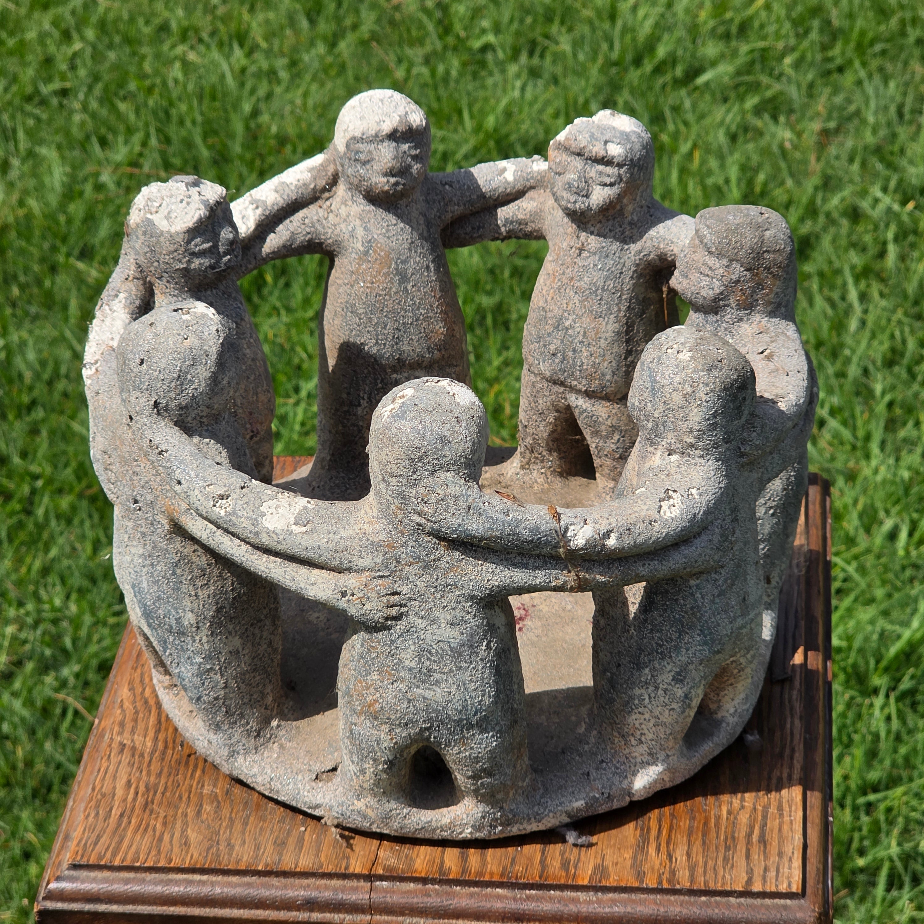 Vintage Circle of Friends Candle Holder 7 People Terracotta Mexican Pottery