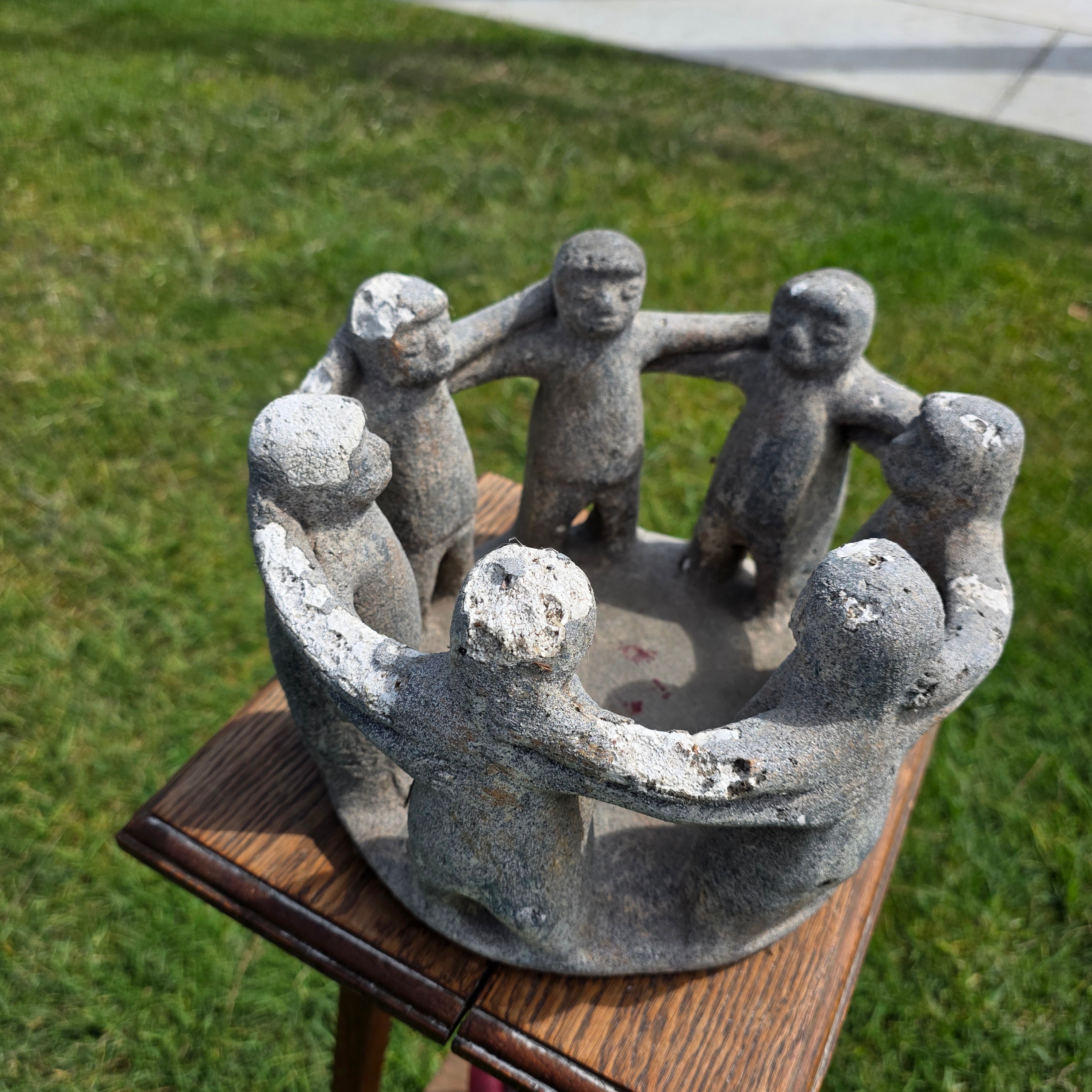 Vintage Circle of Friends Candle Holder 7 People Terracotta Mexican Pottery
