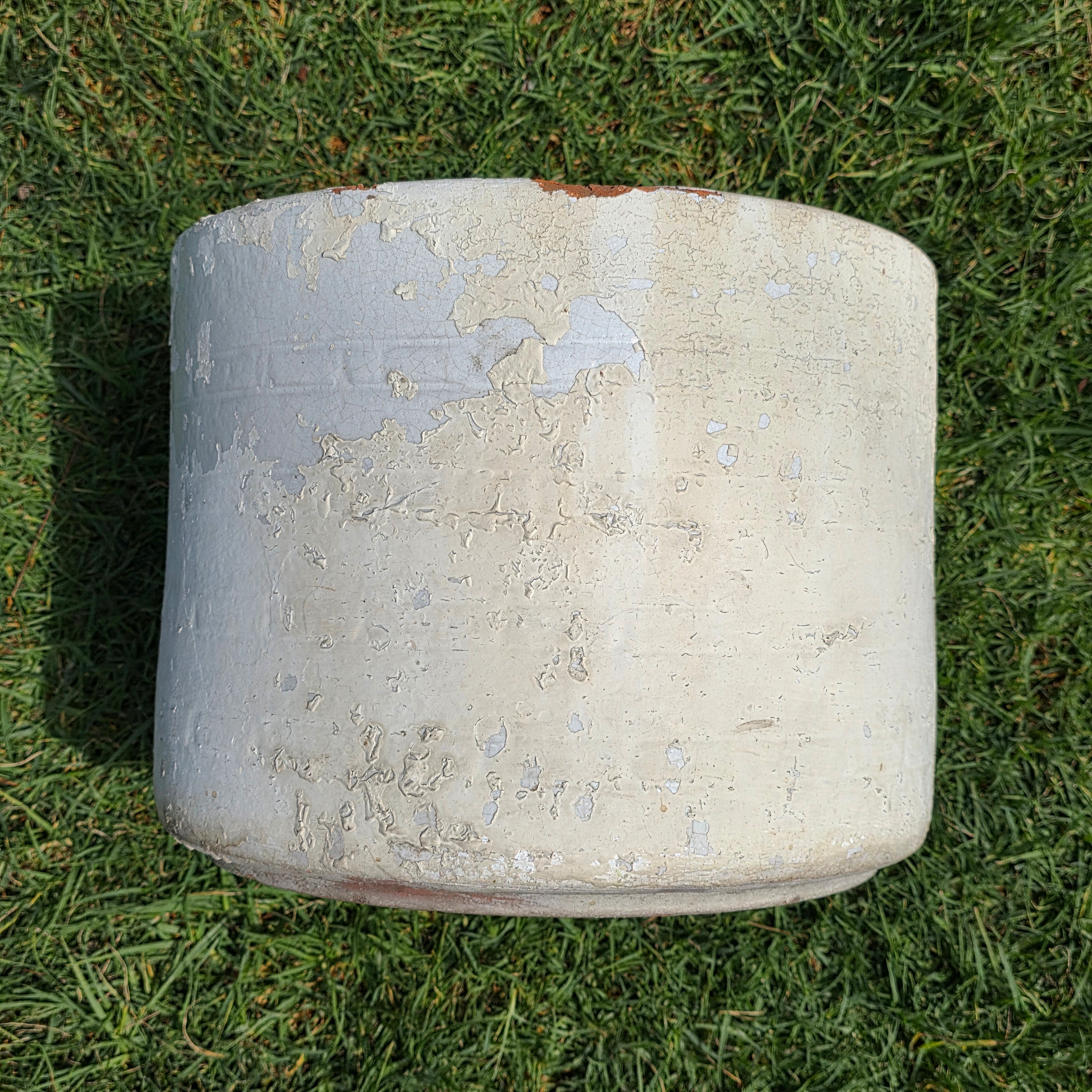 Vintage White Glazed Terracotta Planter Large Round Pot Shabby Chic Garden 14"