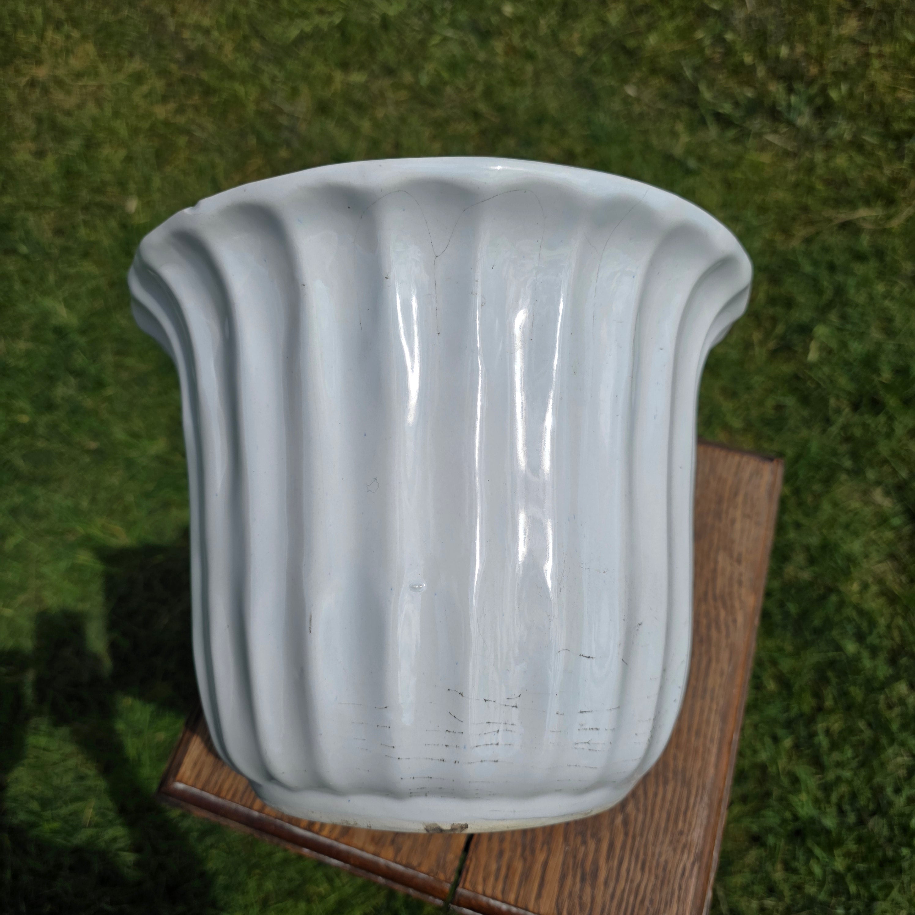 Vintage Maurice Ceramics USA 10 MCM California Pottery White Fluted Planter Bowl
