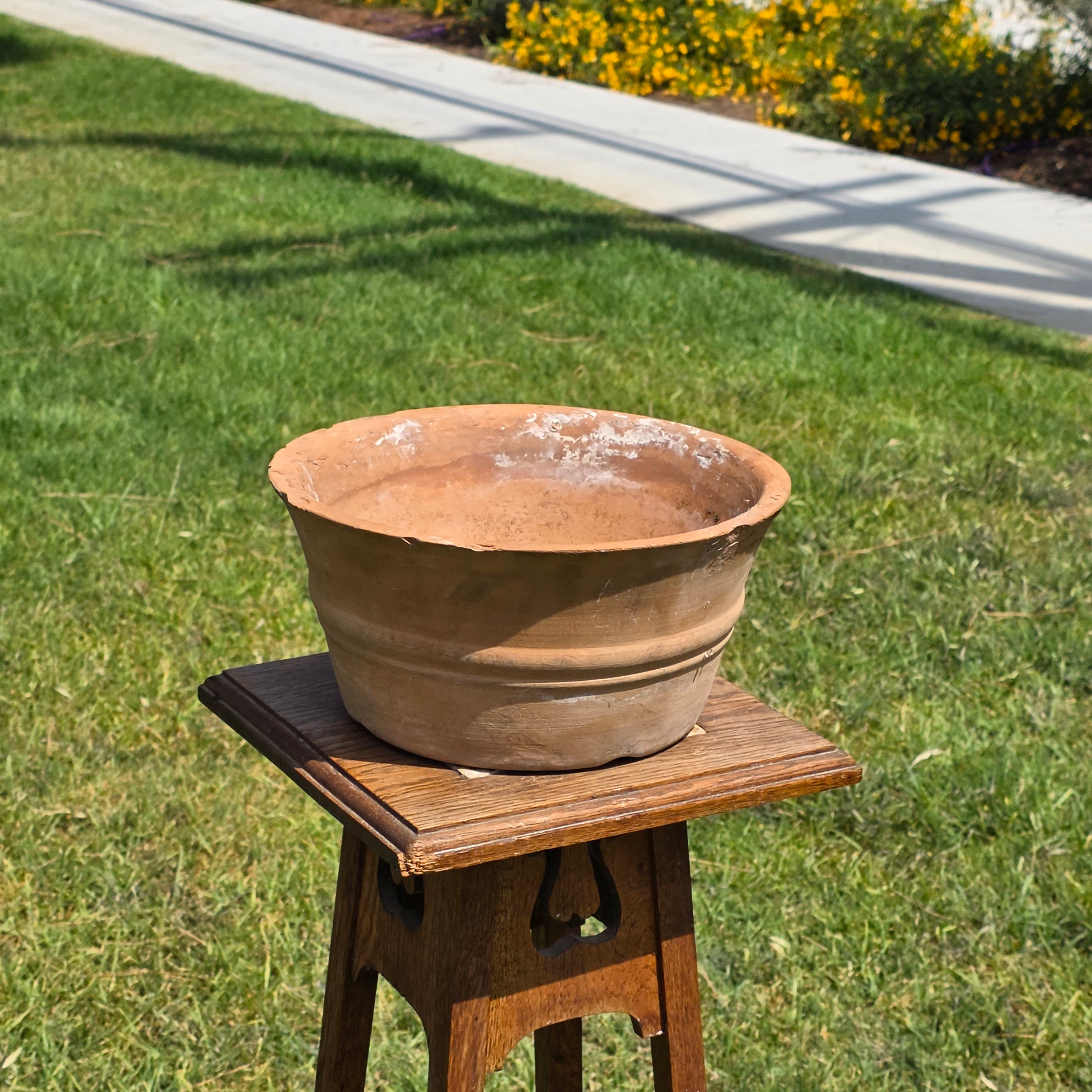 Vintage Italian Terracotta Planter Hand Turned Pottery Rustic Garden Pot 11"