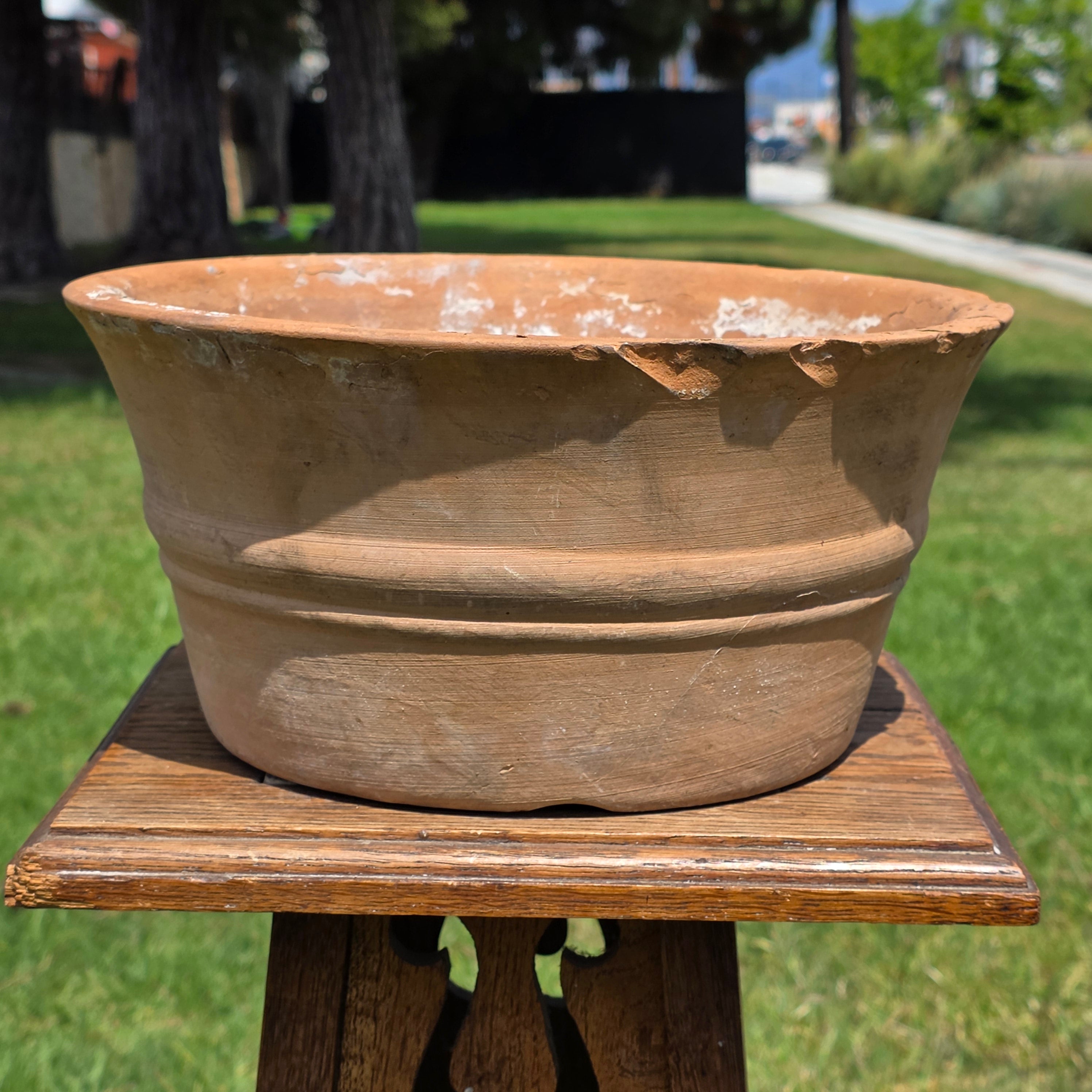 Vintage Italian Terracotta Planter Hand Turned Pottery Rustic Garden Pot 11"