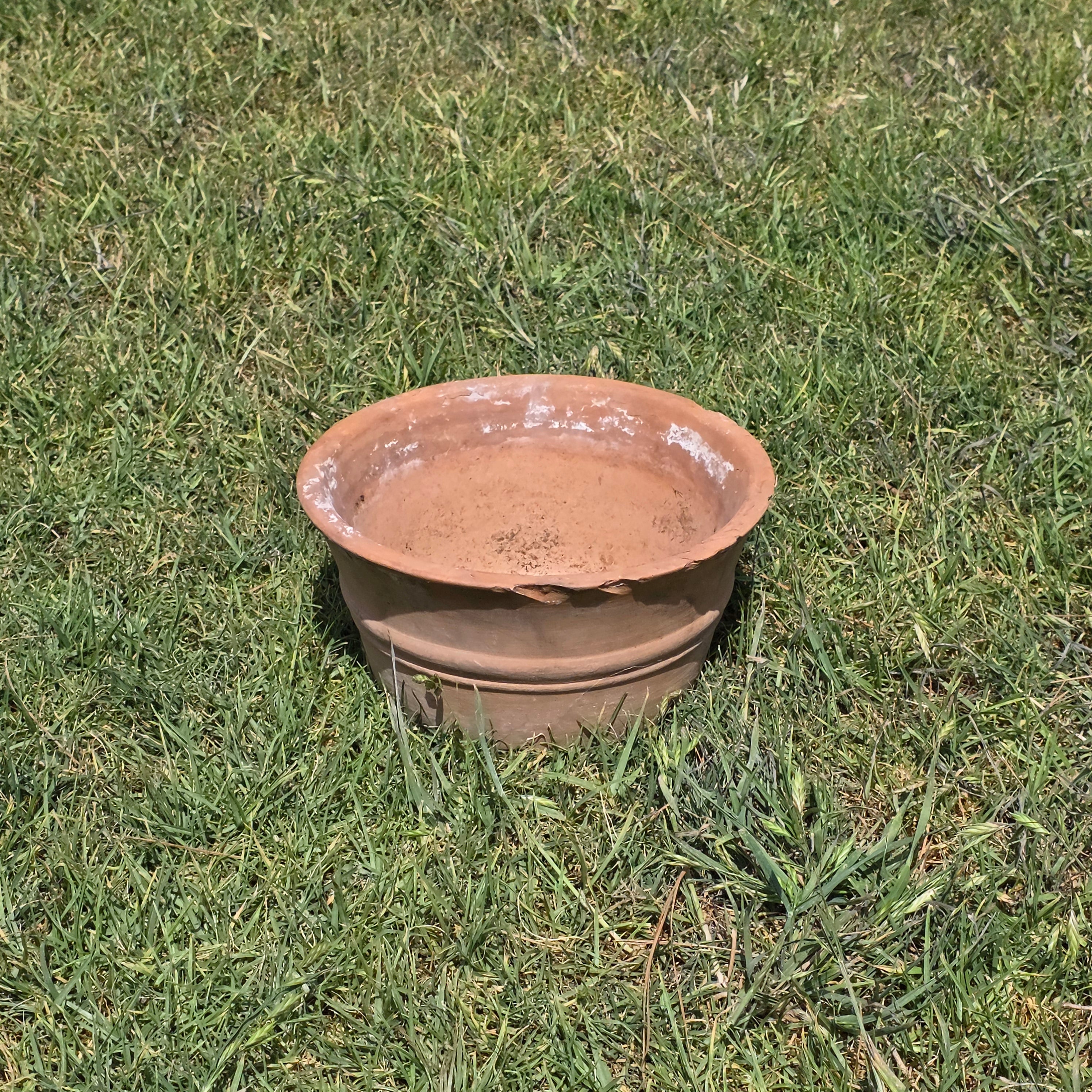 Vintage Italian Terracotta Planter Hand Turned Pottery Rustic Garden Pot 11"