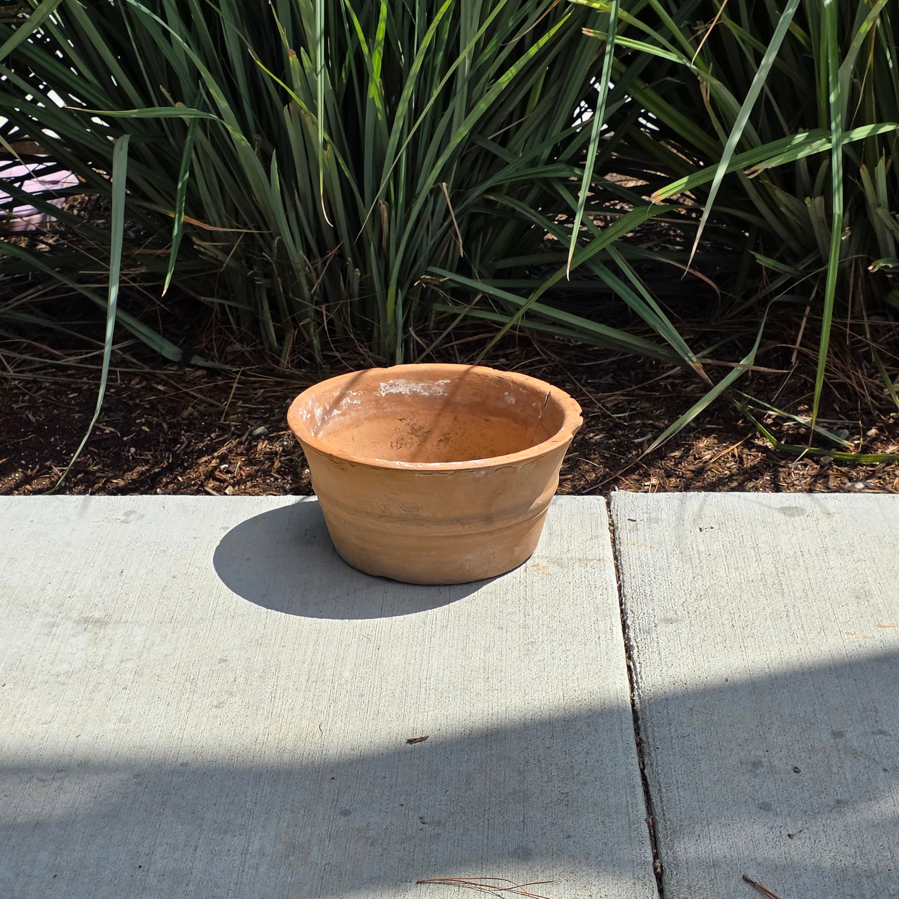 Vintage Italian Terracotta Planter Hand Turned Pottery Rustic Garden Pot 11"