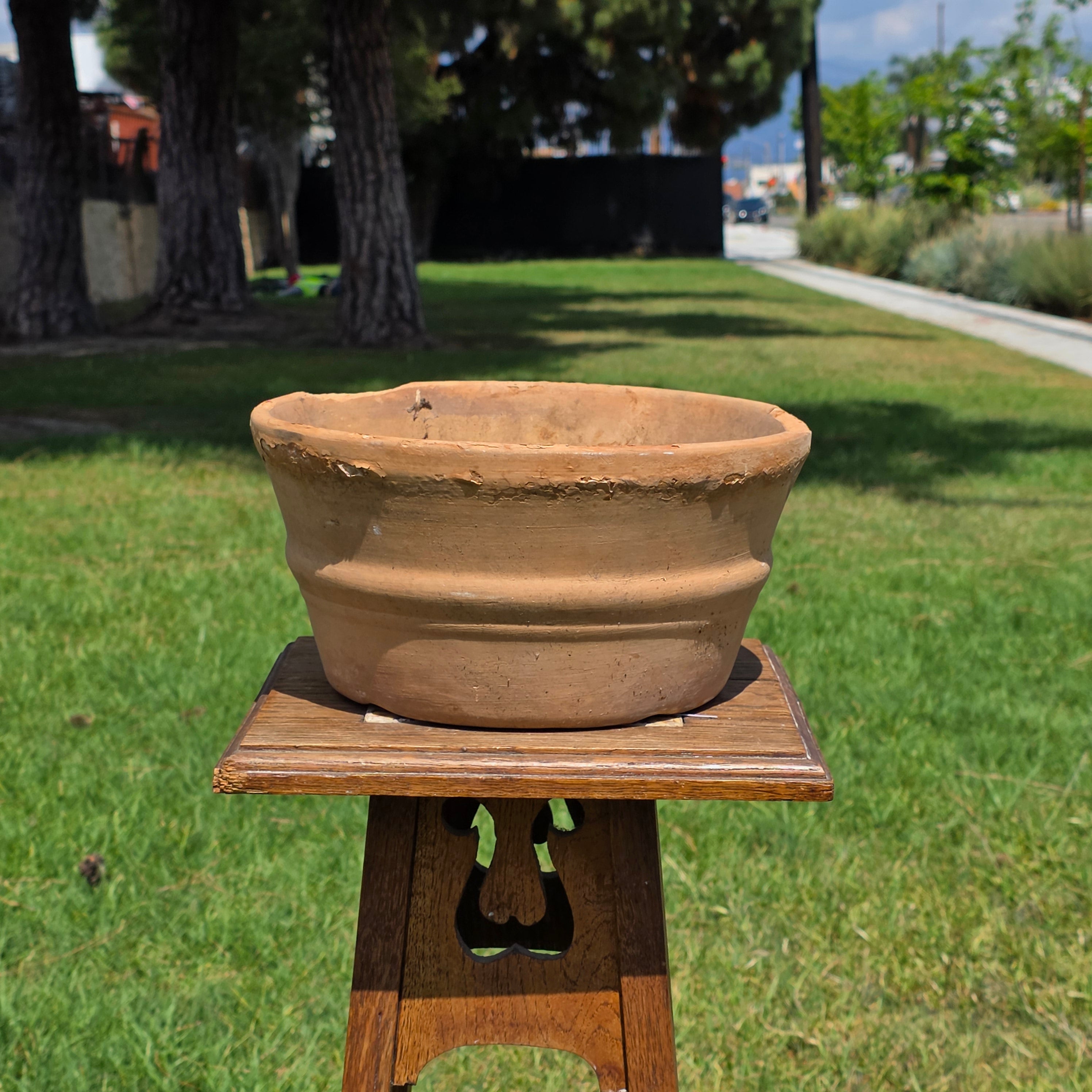 Vintage Italian Terracotta Planter Hand Turned Pottery Rustic Garden Pot 11"