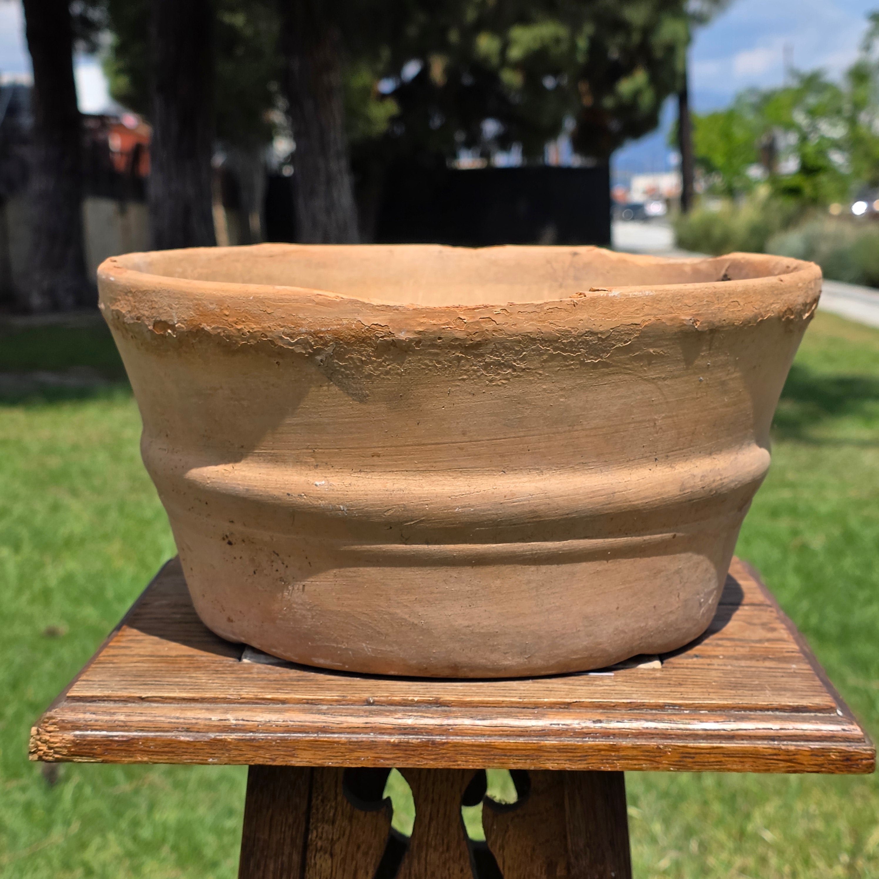 Vintage Italian Terracotta Planter Hand Turned Pottery Rustic Garden Pot 11"